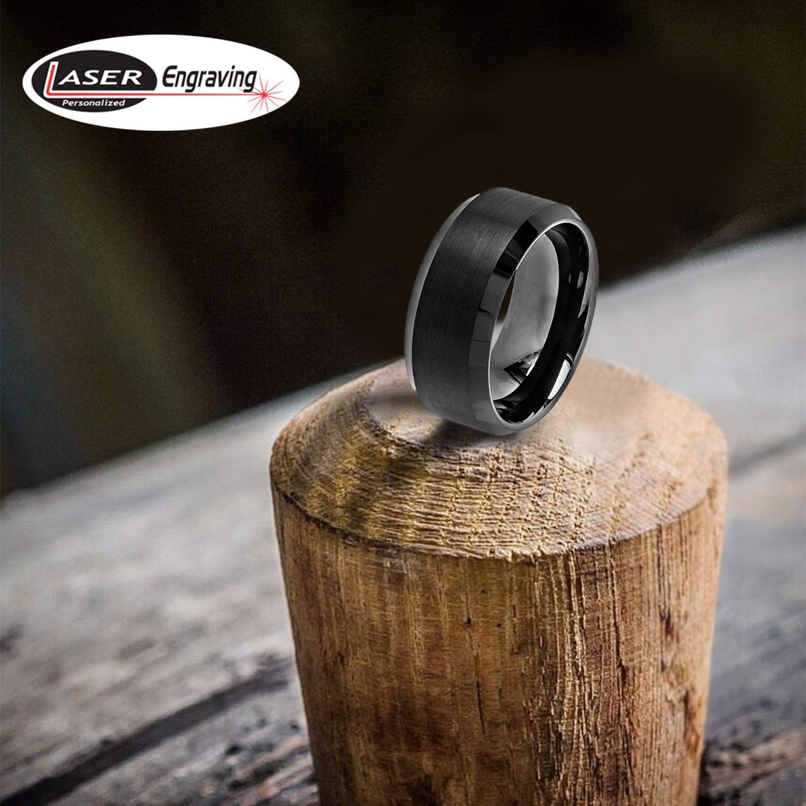 Personalized Tungsten Wedding Rings for Couples - Laser Engraved Carbon Fiber Bands for Men & Women, Perfect Anniversary Gift