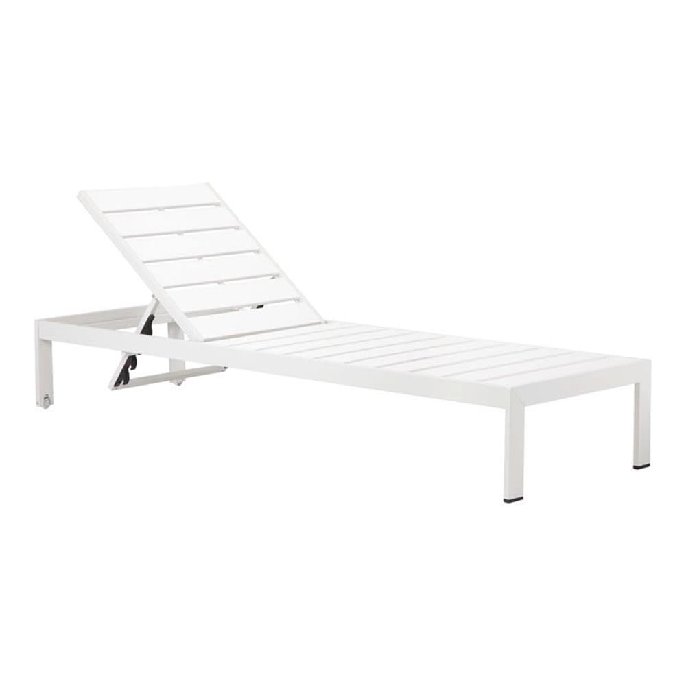Breeze Modern Aluminum Patio Lounger - White Frame with Polyresin Wicker - Outdoor Poolside & Garden Relaxation Furniture