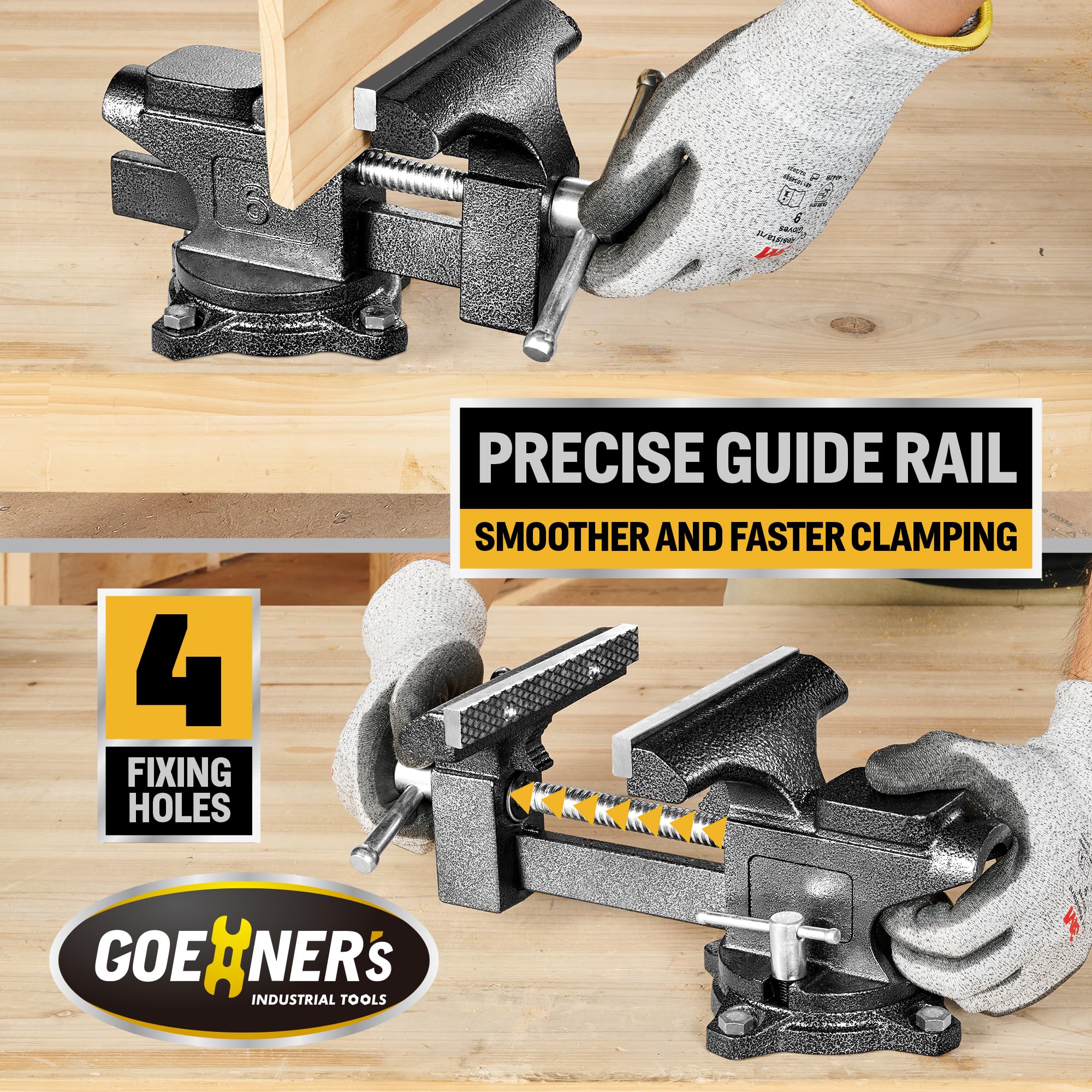 6-Inch Heavy Duty Bench Vise - Forged Steel Workbench Clamp with Swivel Base | Pipe & Table Vise for Woodworking, Metalworking & DIY Projects | Garage, Workshop & Home Repair Tool