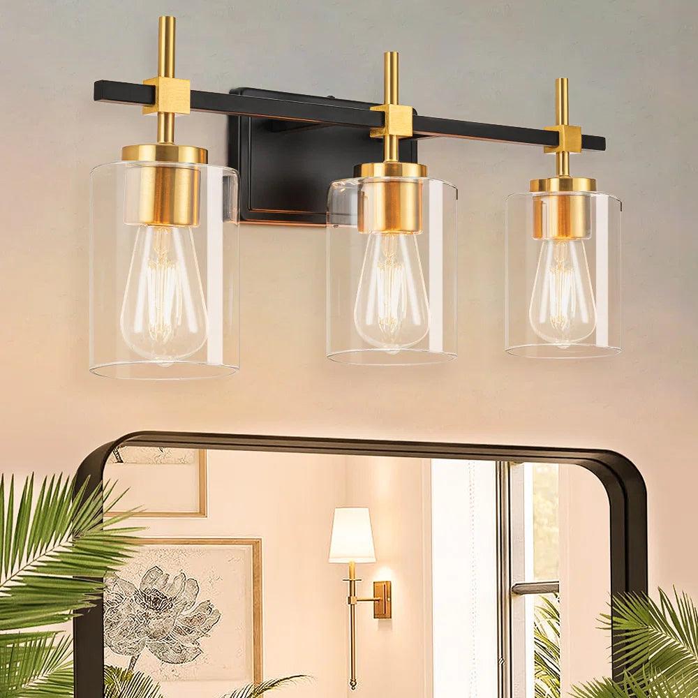 Jasper Modern Clear Glass 3-Light Bathroom Vanity Light Fixture - Perfect for Bathroom, Powder Room & Dressing Room Lighting