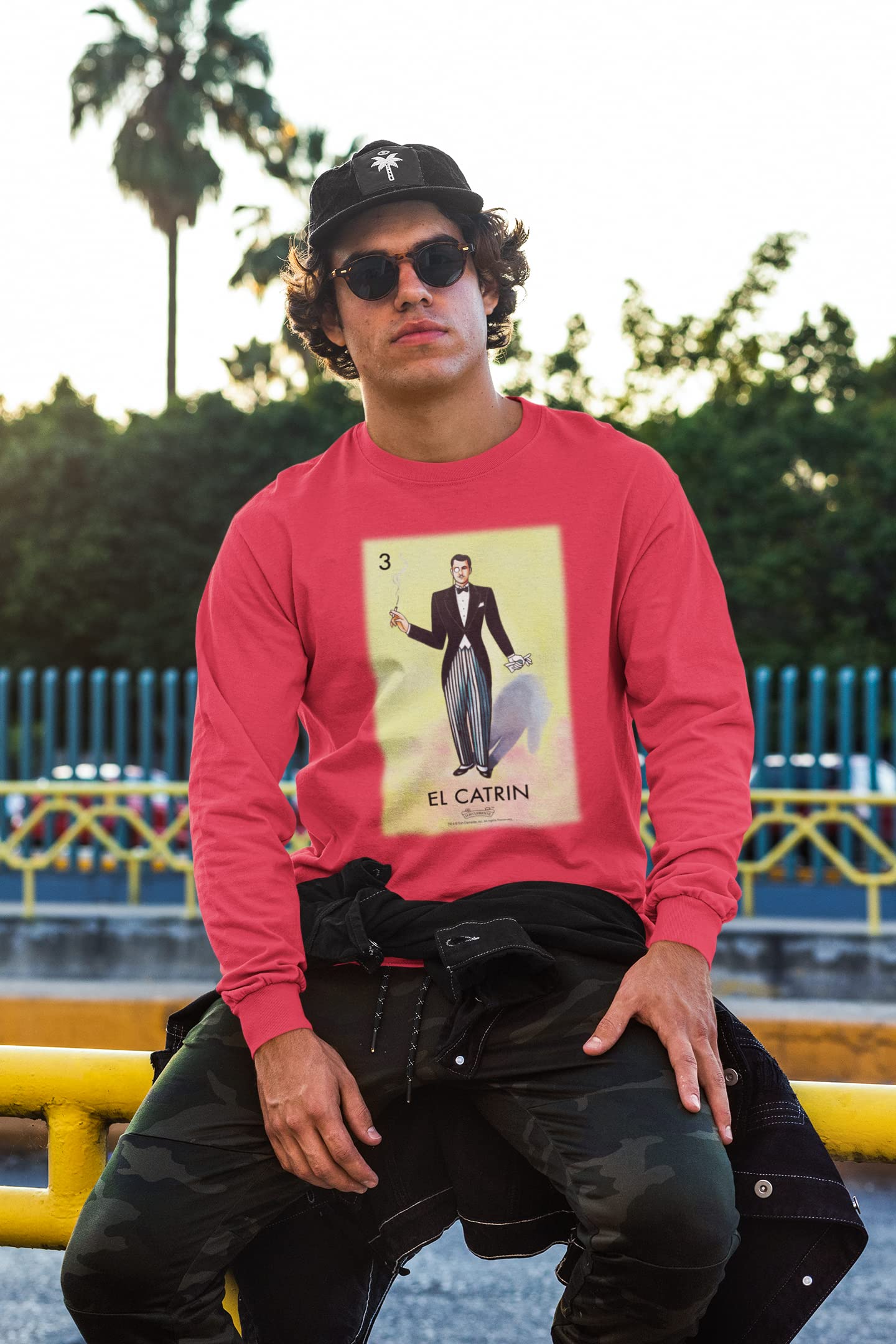 Pop Threads El Catrin Dandy Loteria Card Mexican Graphic T-Shirt for Men - Vintage Latino Style Cotton Tee for Casual Wear, Parties & Hispanic Heritage Celebrations