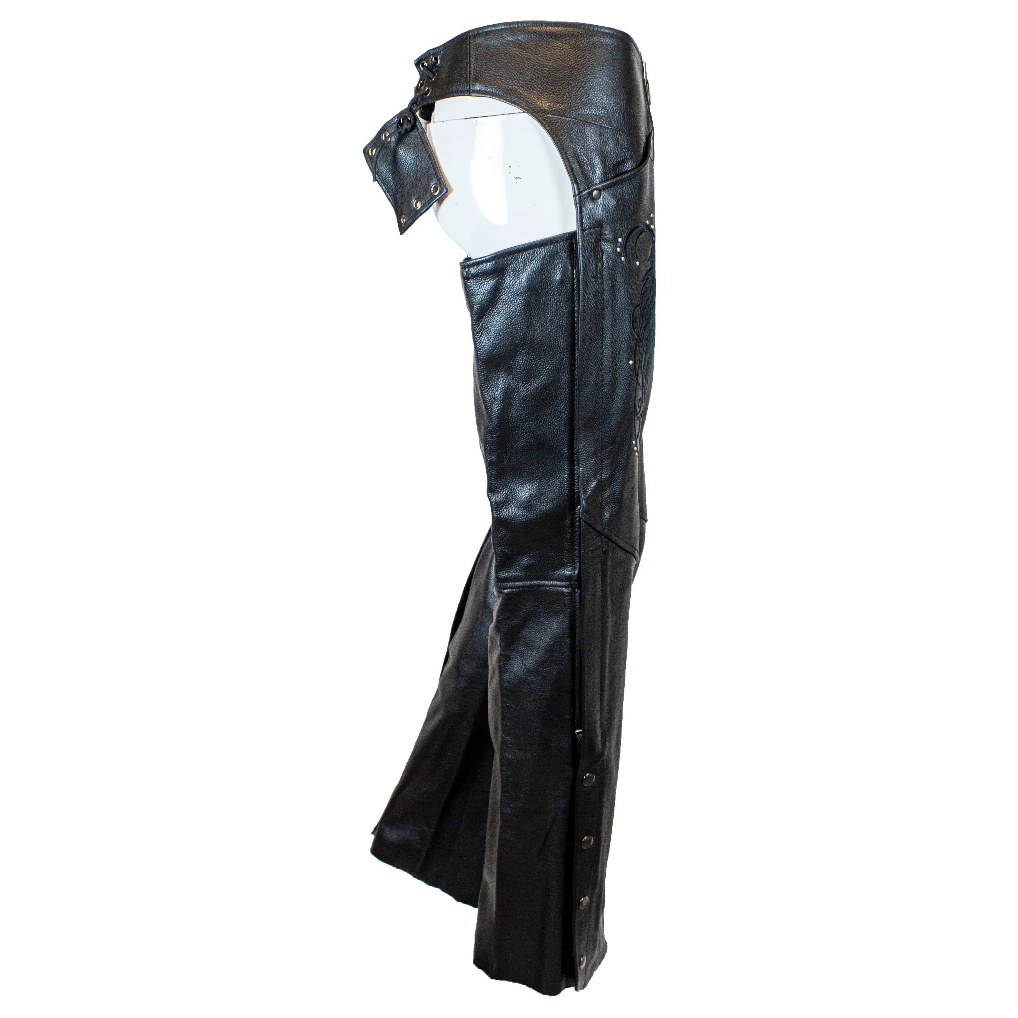 BOL Open Road Women's Suede Wing Design Leather Chaps - Motorcycle Riding Gear for Bikers, Equestrian & Fashion Outfits