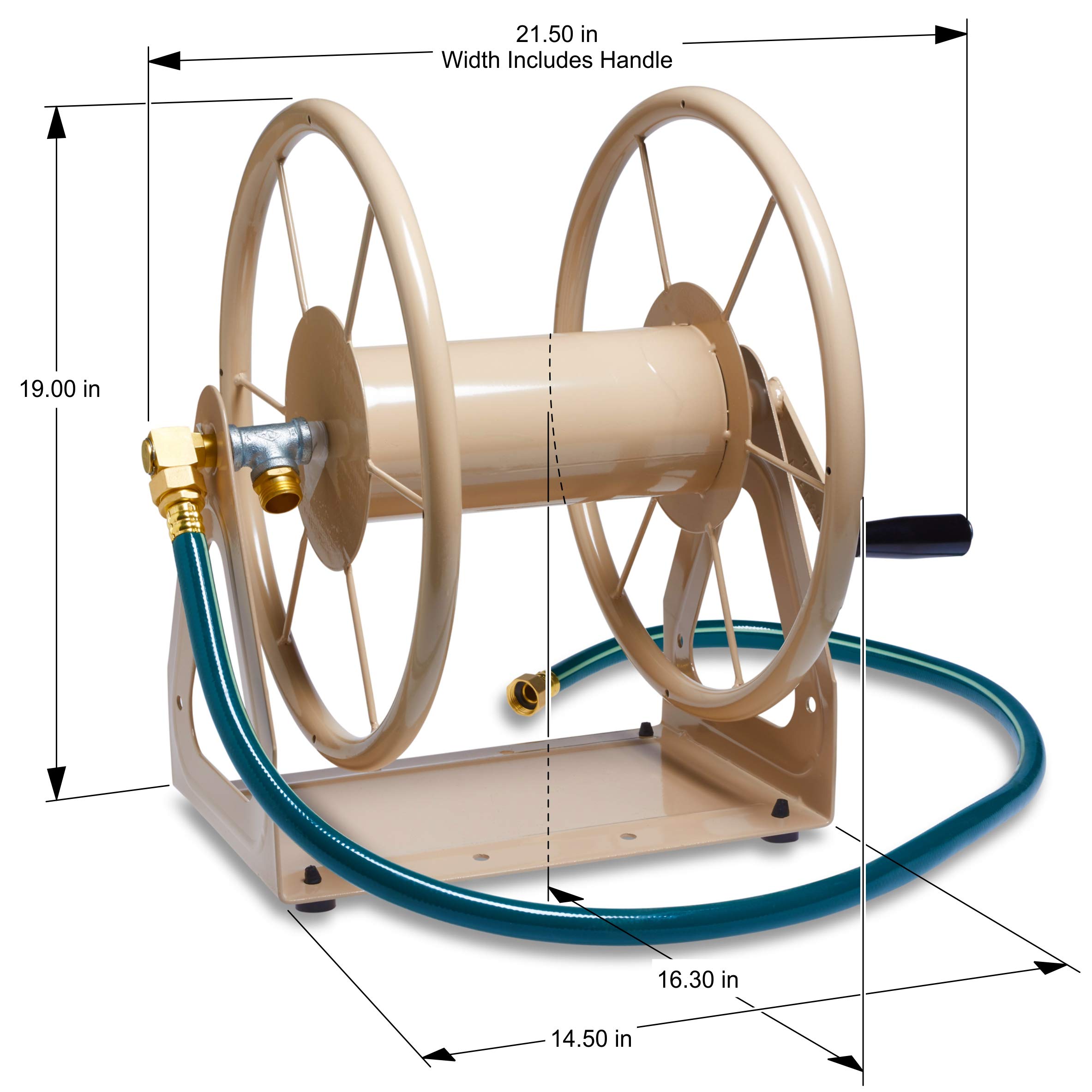 Steel Garden Hose Reel Wall/Floor Mount - Liberty Tan Poly for Outdoor Watering