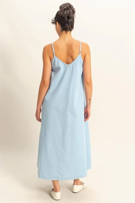 Baby Blue V-Neck Loose Flowy Dress for Women | Casual Summer Maxi Dress | Perfect for Beach, Vacation & Boho Style Outfits
