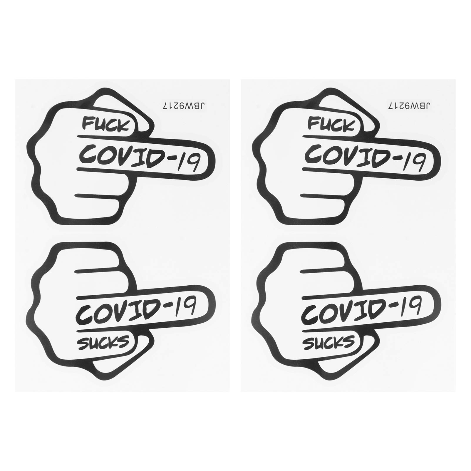 VICASKY 2 Pairs Funny Anti-COVID Car Stickers - Middle Finger Decals for Car Windows | Durable PVC Decorative Stickers (White) - Perfect for Expressing Frustration During Pandemic & Personalizing Your Vehicle