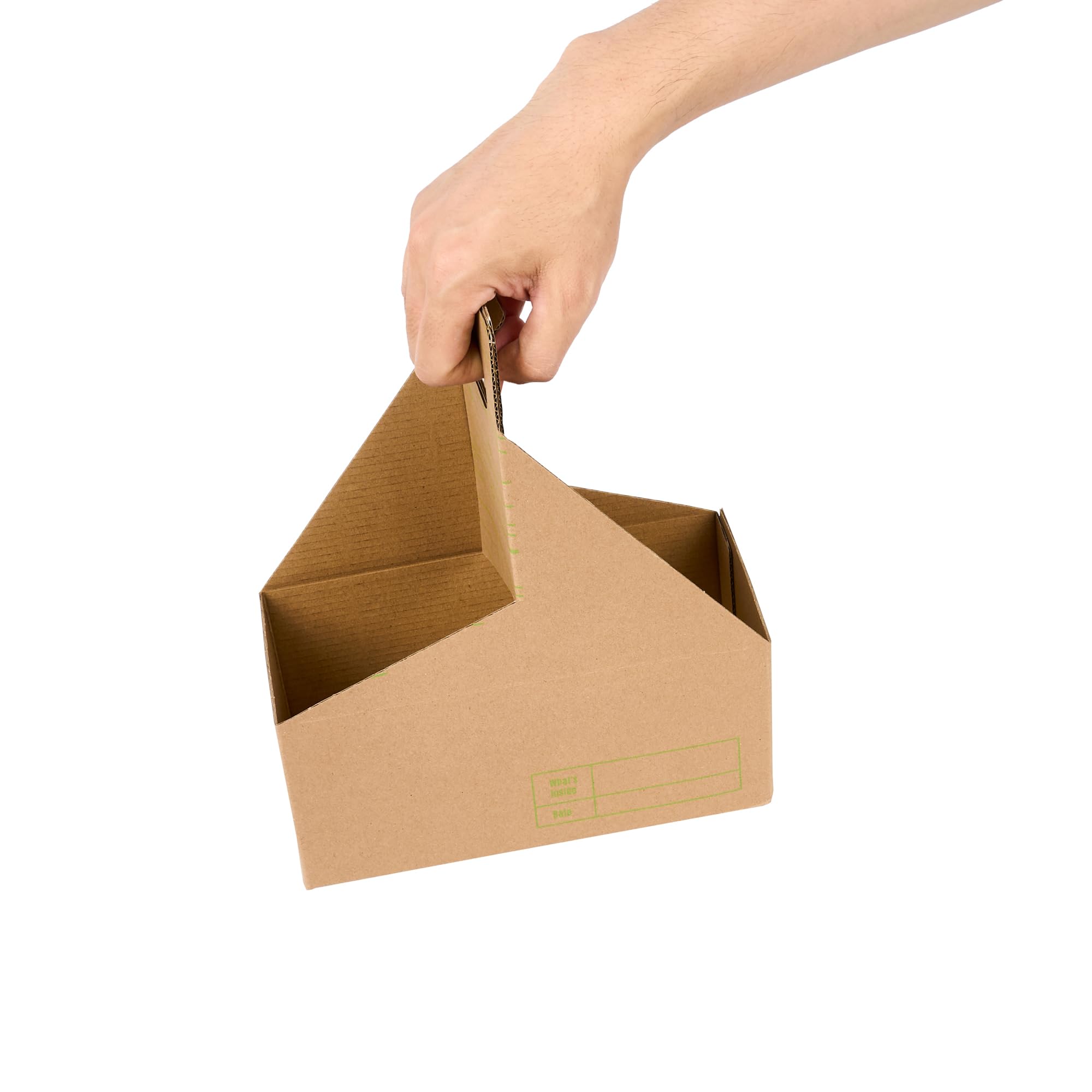 Restaurantware Cater Tek 100-Pack Disposable Cup Carriers with Handles - Kraft & Green Paper Drink Holders for 2 Cups, Perfect for Delivery, Takeout, Coffee Shops, and Beverage Businesses