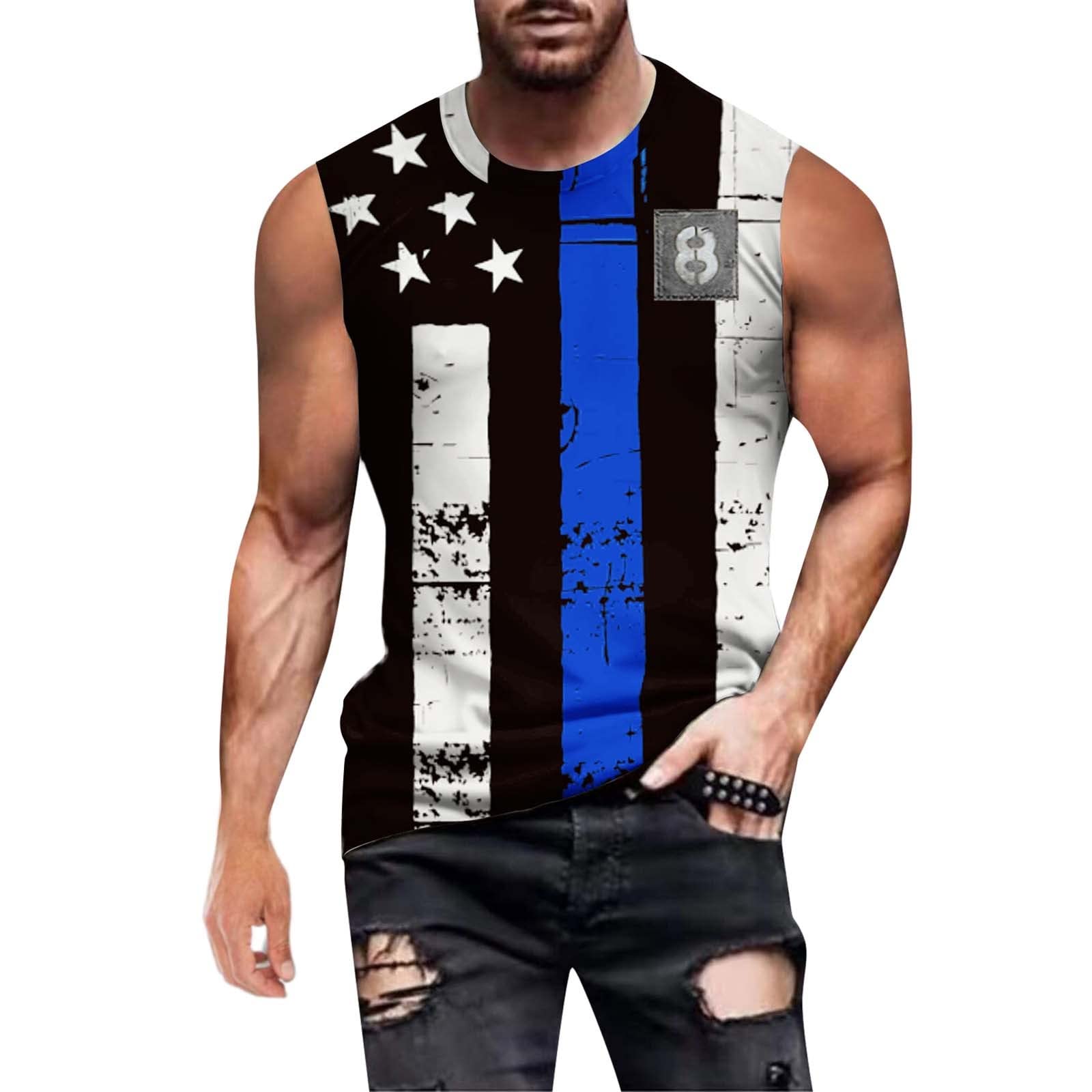 XXBR Men's Patriotic American Flag Print Tank Top - Vintage Military Soldier Design Sleeveless T-Shirt for Streetwear, Gym & Athletic Workout | Perfect for 4th of July, Veterans Day & Patriotic Events