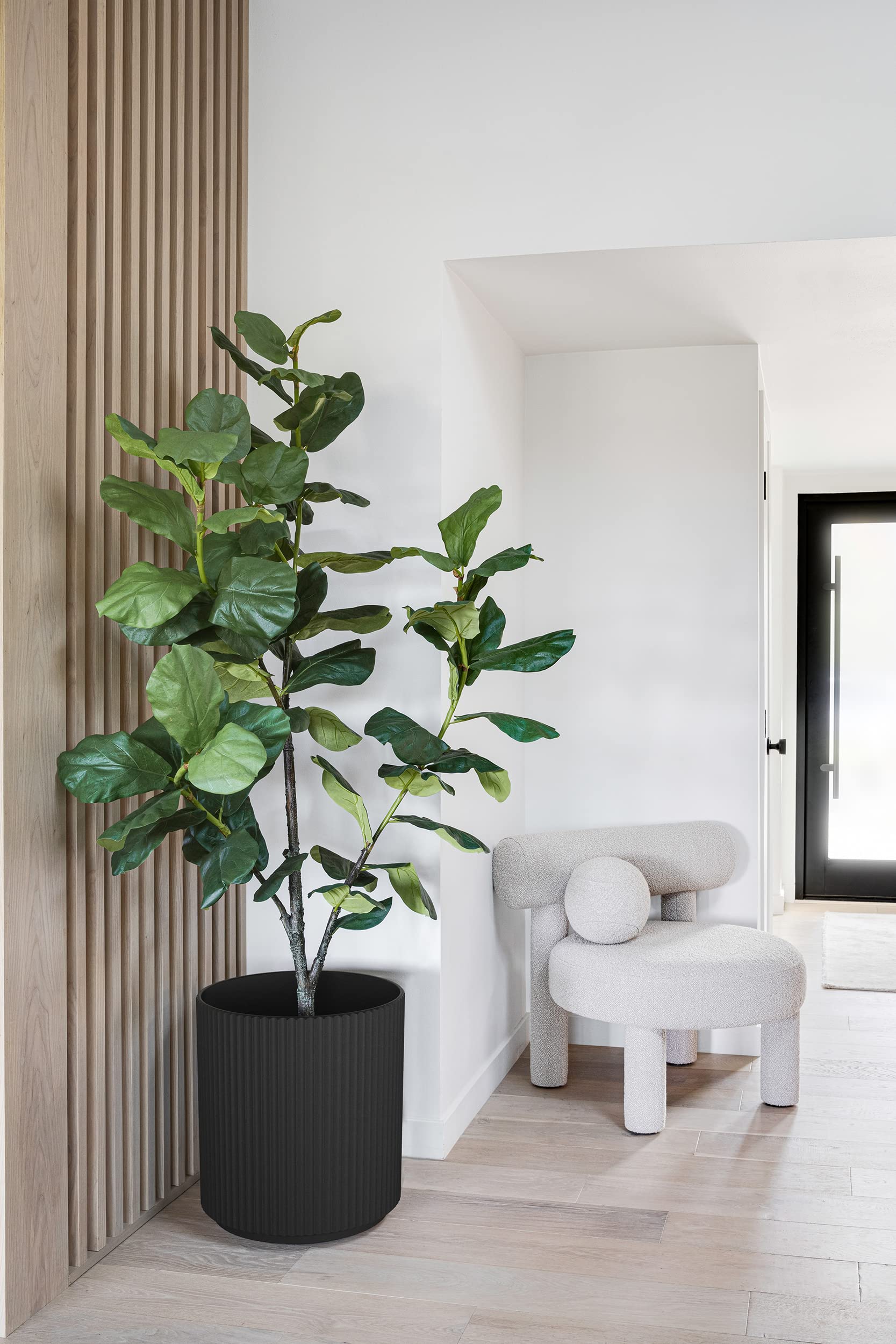 Veradek Mason Series Large Round Planter - Indoor Outdoor Modern Décor for Flowers, Trees, Tall Plants | Plastic & Concrete with Drainage Holes | Perfect for Patio, Balcony, Garden & Home Decor