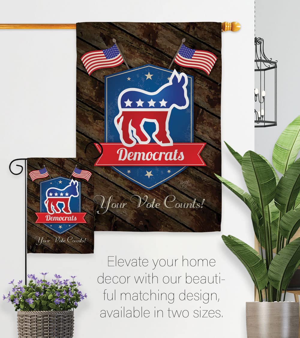 Democrats Patriotic House Flag Set 28x40 with Flagpole - Outdoor Decor