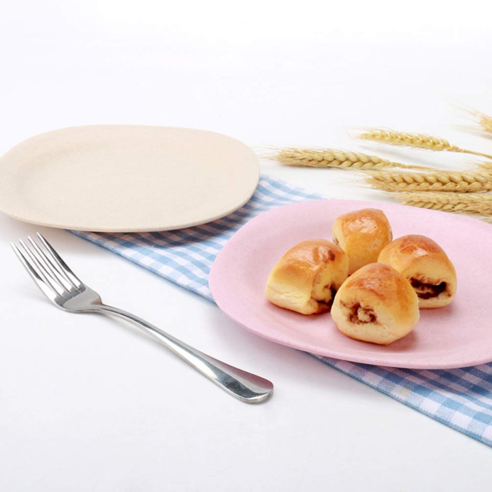 **Hemoton 4-Piece Wheat Straw Snack Plates - Eco-Friendly, Durable & Stylish Small Dishes for Fruits, Snacks, Desserts | Perfect for Parties, Picnics & Daily Use**