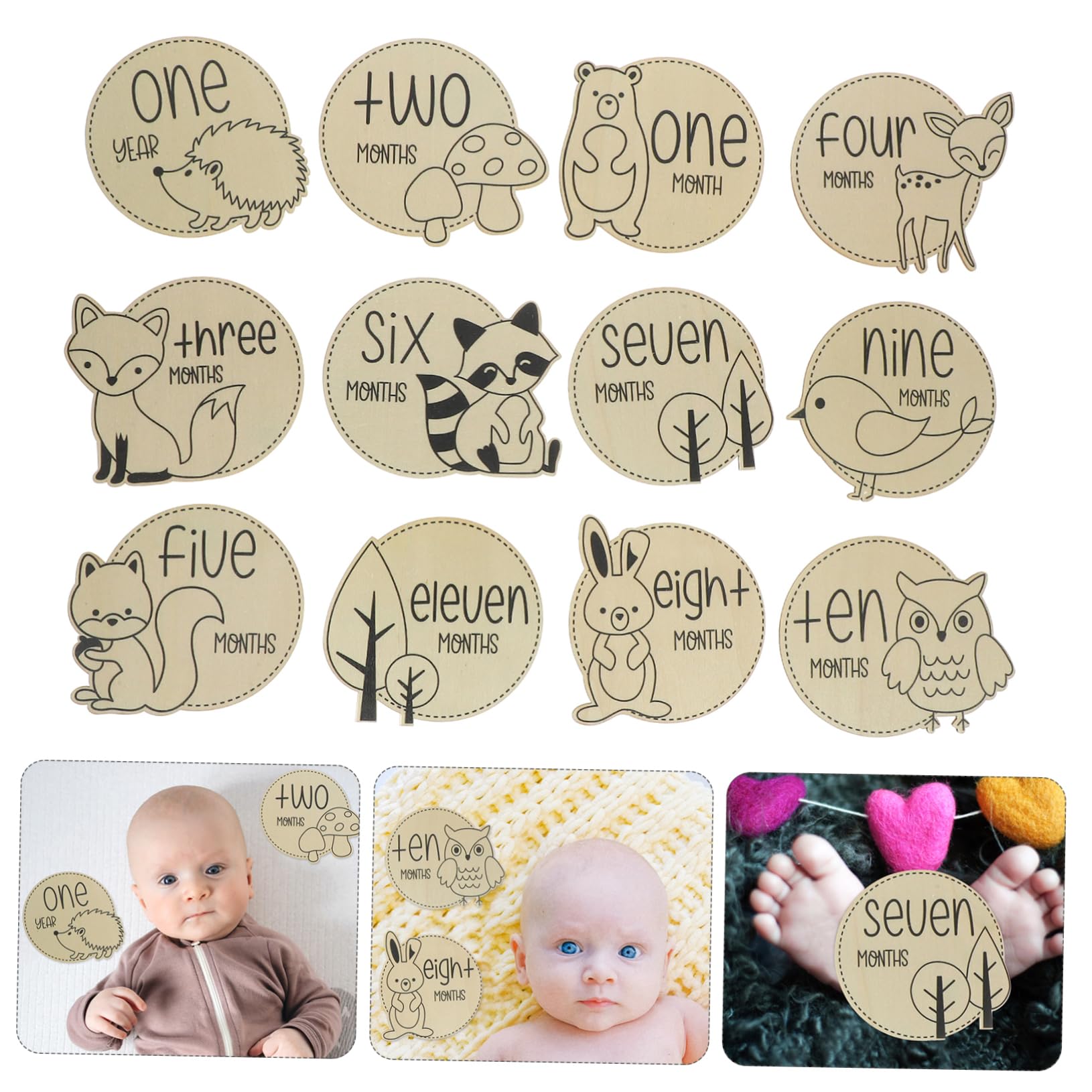 LIFKICH Unique Baby Milestone Cards Set - Wooden Growth Sign for Newborn Photography, Baby Shower Decor & First Year Keepsake - Perfect for Monthly Photo Props, Nursery Decor and Parenting Gifts
