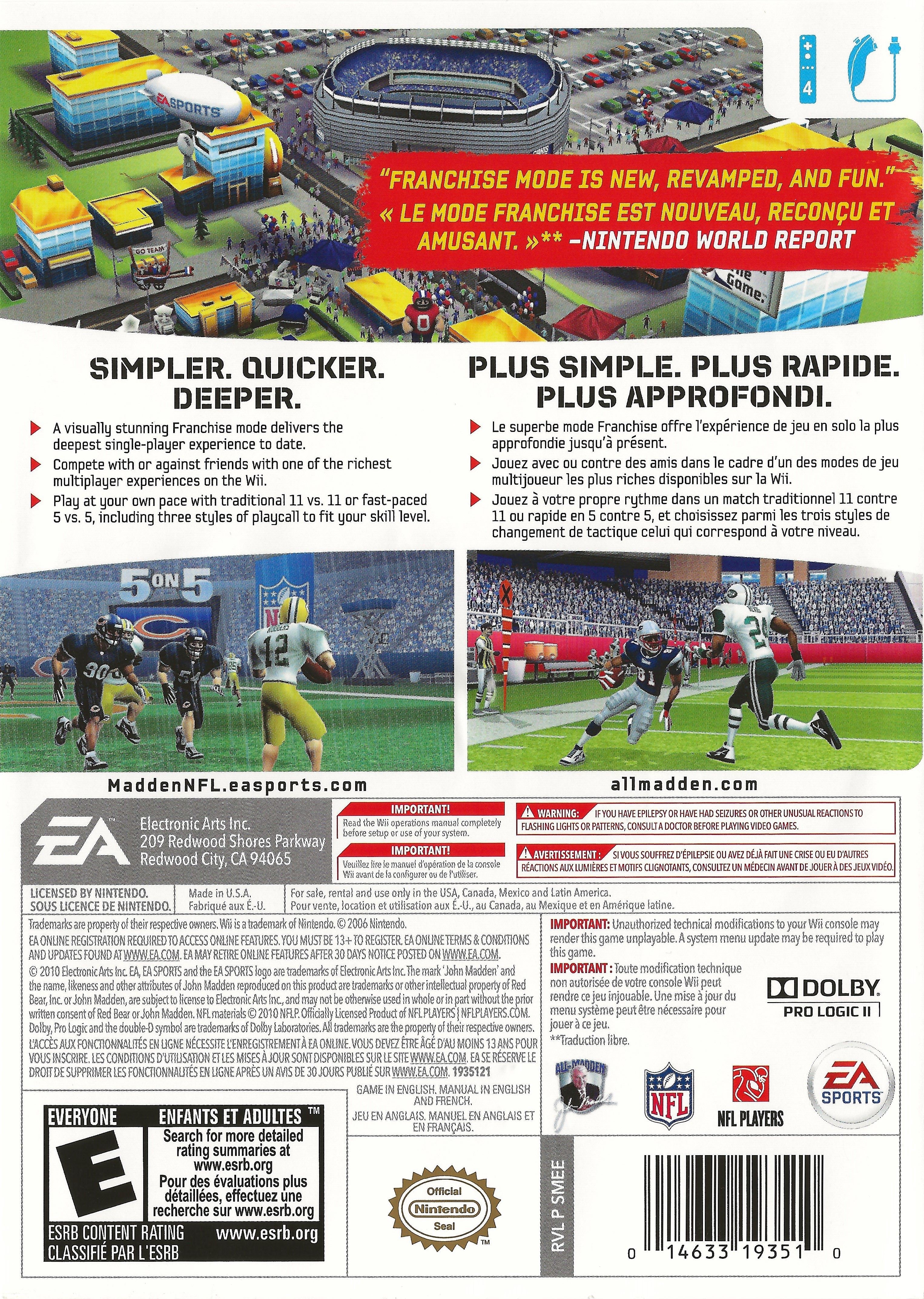 Used Madden NFL 11 Wii Video Game - Authentic NFL Football Experience for Wii Console | Perfect for Sports Fans, Game Collectors & Family Game Nights