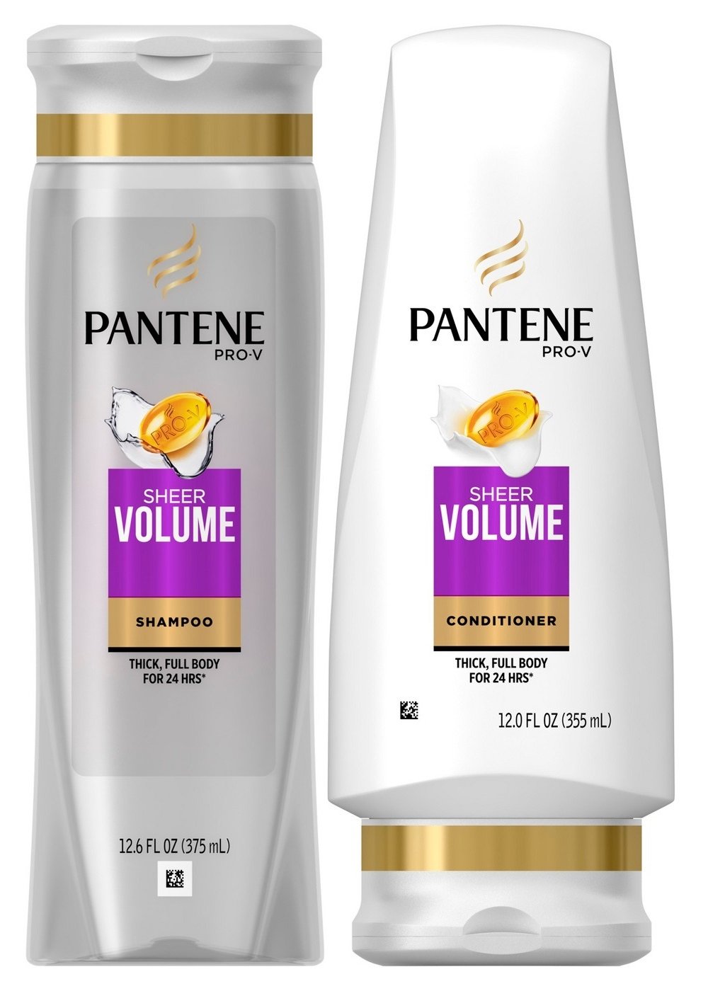 Pantene Pro-V Sheer Volume Shampoo & Conditioner Duo Set - 12.6 oz for Fine Hair - Volumizing Hair Care for Daily Use at Home or Travel