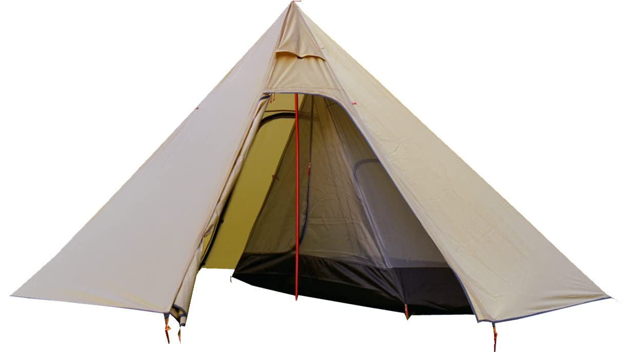 4 Person Lightweight Teepee Hot Tent - Fire Retardant Stove Jack, Half Mesh Design (6.8lb, 7.2FT Height) for Outdoor Camping, Hiking & Winter Adventures - Perfect for Family Camping Trips and Backpacking Expeditions