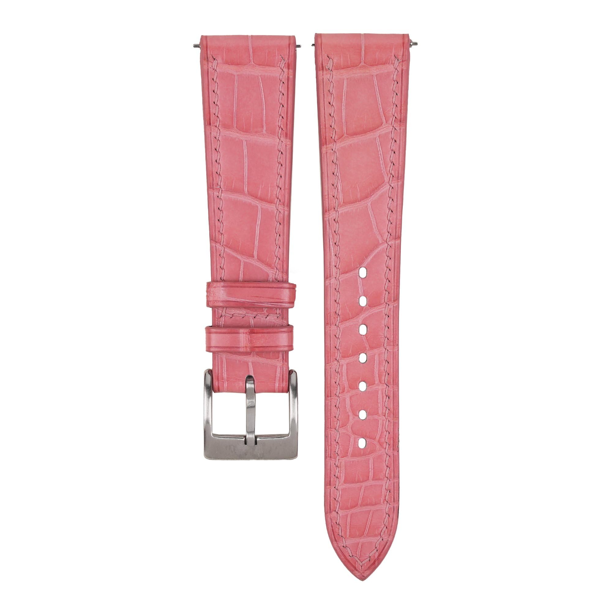 Genuine Alligator Leather Watch Bands for Men & Women - Handmade Quick Release Watch Straps 16mm-24mm (Pink) - Perfect for Apple Watch, Rolex & Luxury Watches - Ideal for Gifts, Weddings & Business Occasions