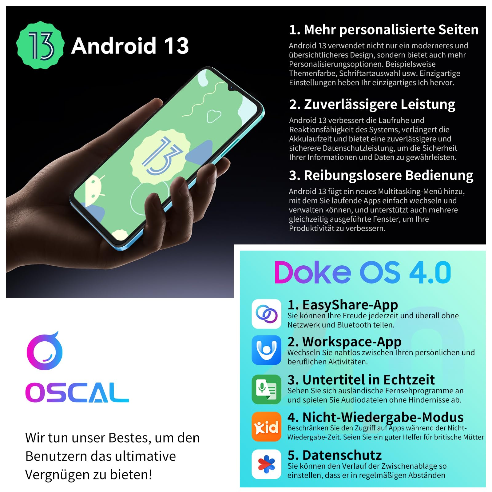 OSCAL Flat 1C Unlocked Smartphone - 6.52