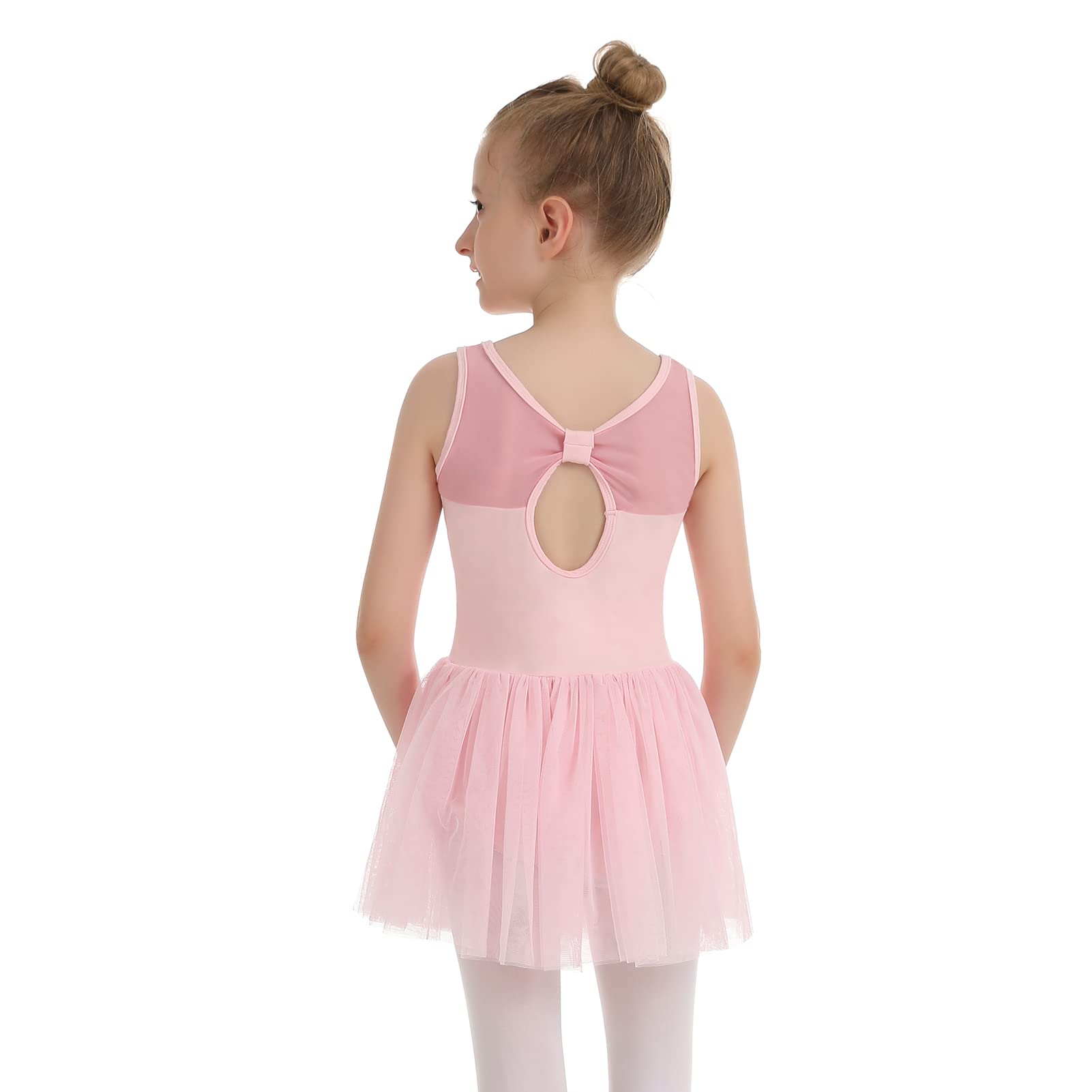 Phineein Girls' Short Sleeve Ballet Leotard with Hollow Back & Attached Skirt - Dancewear for Ballet, Jazz, and Performance (Ideal for Recitals, Classes & Competitions)