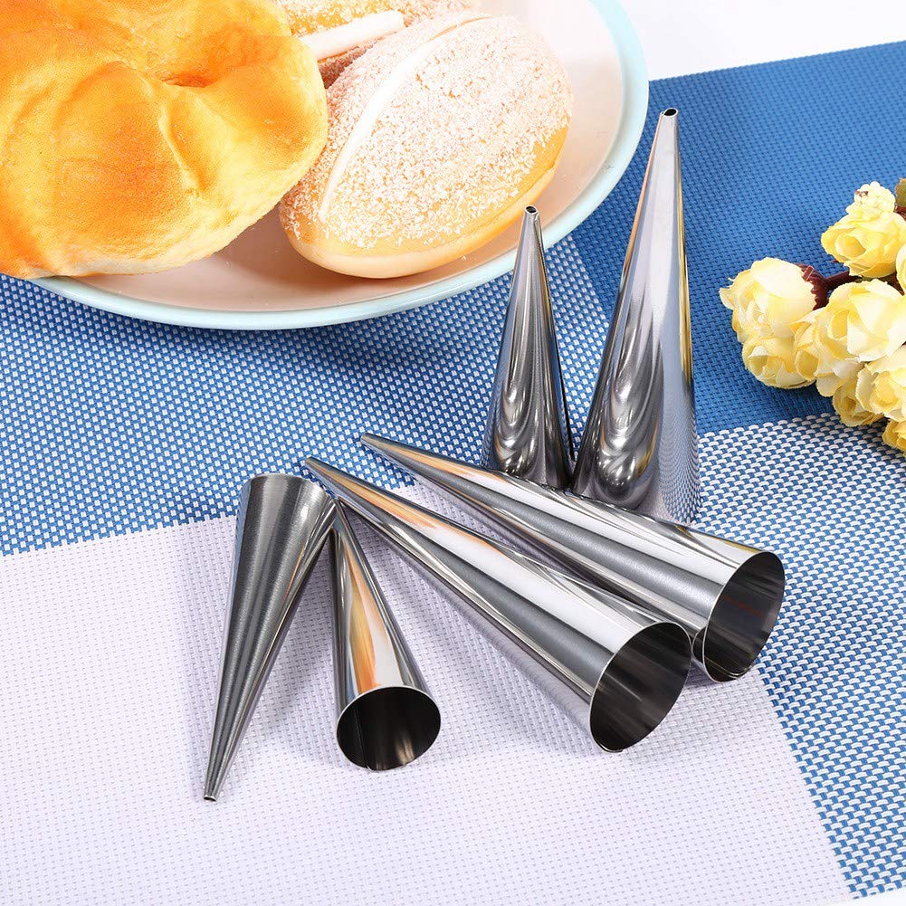 3-Piece Cream Horn Molds Set - Stainless Steel Cannoli Forms & Pastry Baking Cones for Professional Desserts - Perfect for Cream Rolls, Cannoli, and Ice Cream Cones at Home Bakeries & Restaurants