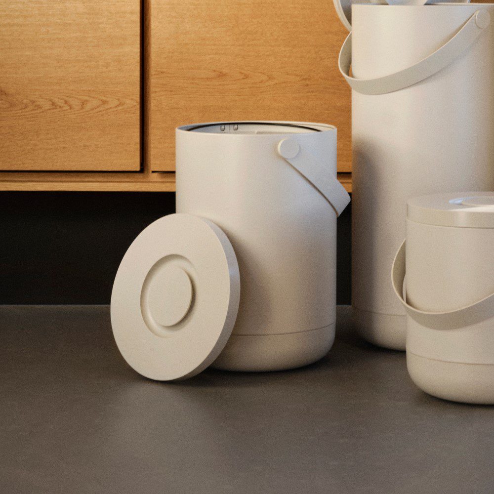 ZONE DENMARK 22L Circular Waste Bin, 44cm Tall in Warm Grey - Perfect for Kitchen, Office & Bathroom Trash Can