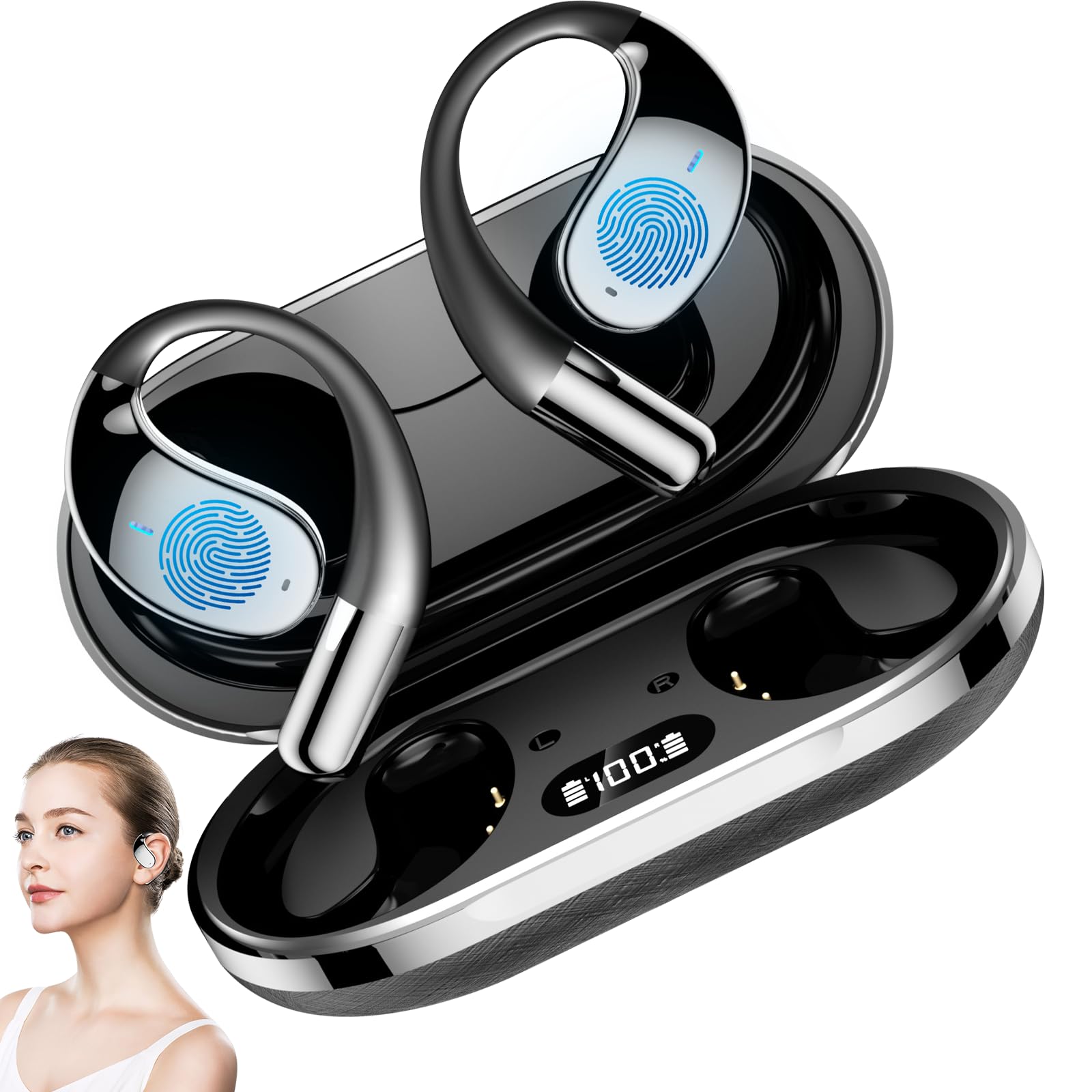 AI Translator Earbuds with 144 Languages Real-Time Translation - Wireless Bluetooth 3-in-1 Smart Earbuds for Travel, Business Meetings & Language Learning (Black)