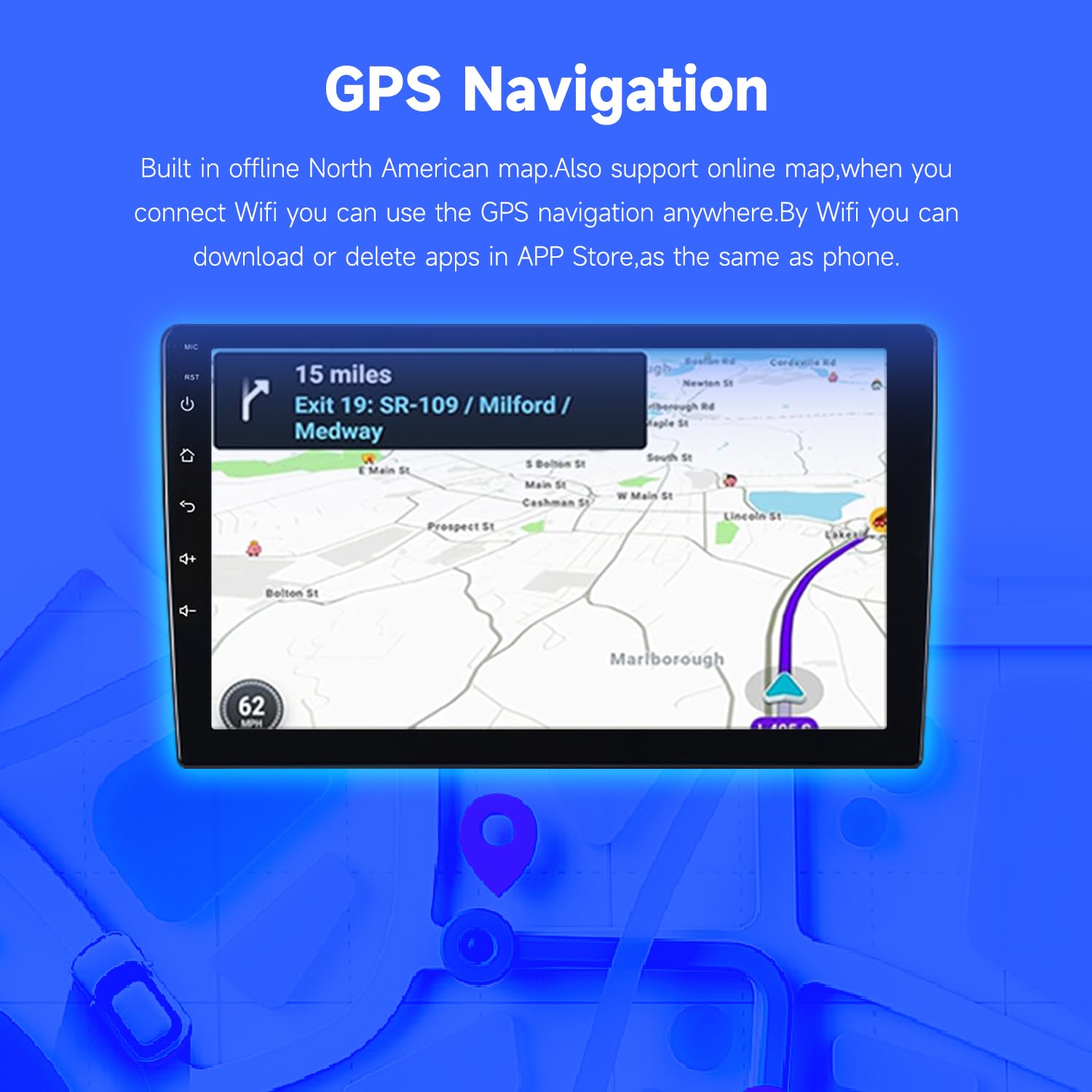 Android Touch Screen GPS Navigation Wireless CarPlay Bluetooth Head Unit with RCA Backup Camera, WiFi DVR & TPMS for 2008-2014 KIA Forte Cerato (Manual/Automatic) - Perfect for Road Trips & Daily Commuting