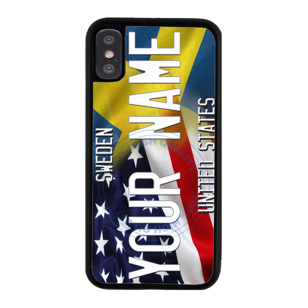 Custom USA Sweden Flag Rubber Phone Case for Apple iPhone XR - Personalized Protective Cover - Perfect for Travelers, Sports Fans & Patriotic Gifts
