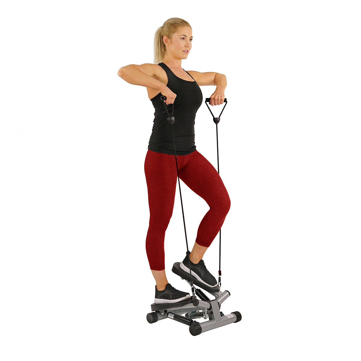 Twisting Stair Stepper Step Machine with Resistance Bands & LCD Monitor - Home Gym Cardio Workout Equipment for Weight Loss & Toning