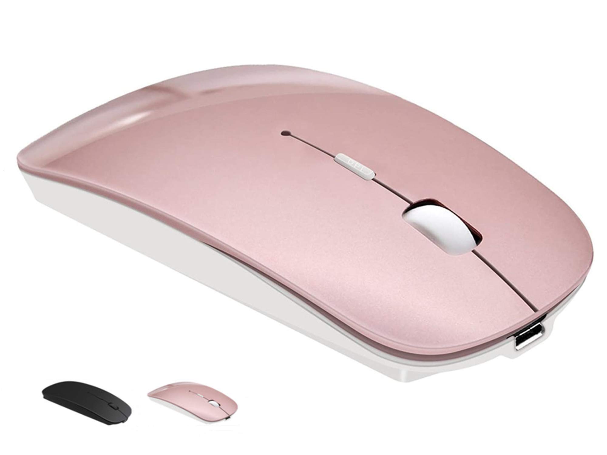Wireless Bluetooth Mouse for MacBook, iPad, PC - Slim Rechargeable Silent Mouse for Office & Home (Rose Gold)