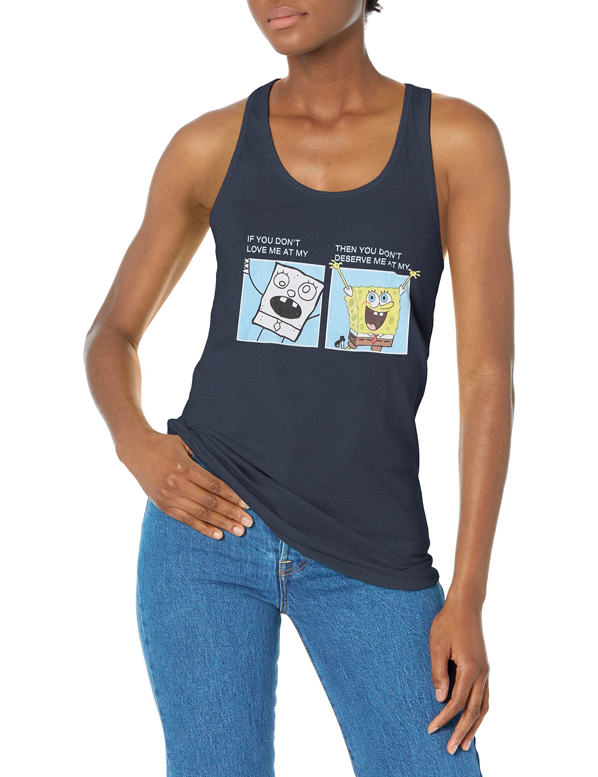 SpongeBob SquarePants DoodleBob Meme Women's Racerback Tank Top - Funny Nickelodeon Graphic Tee for Summer, Beach & Casual Wear