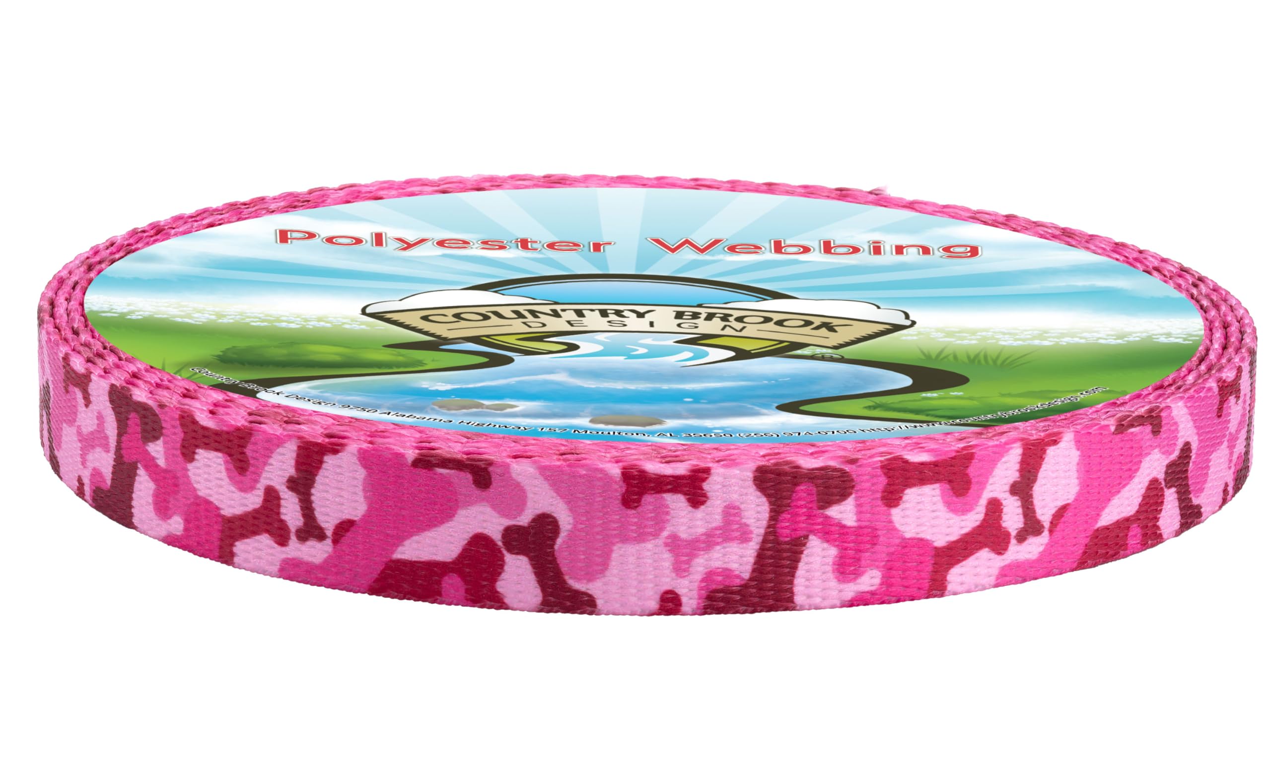 Country Brook Design - Pink Bone Camo Polyester Webbing Dog Collar & Leash Set - Durable Nylon Webbing for Pets, Hunting Dogs, Outdoor Adventures & Training