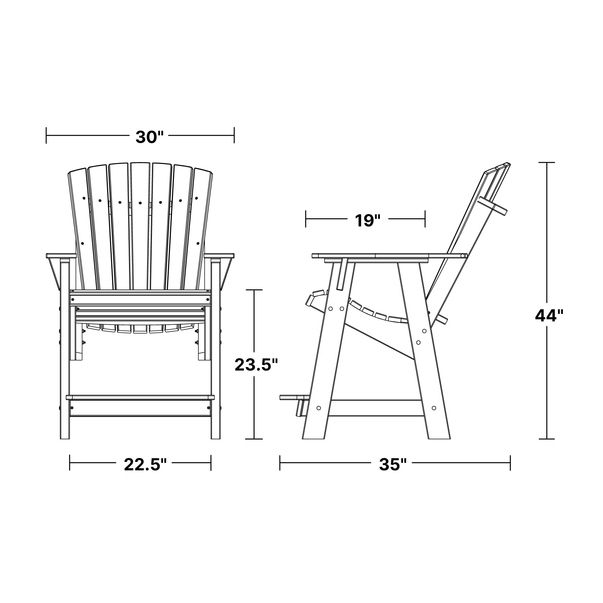 Premium Heritage High Adirondack Chair - Solid Wood Outdoor Patio Furniture for Garden, Deck, Poolside & Backyard Relaxation