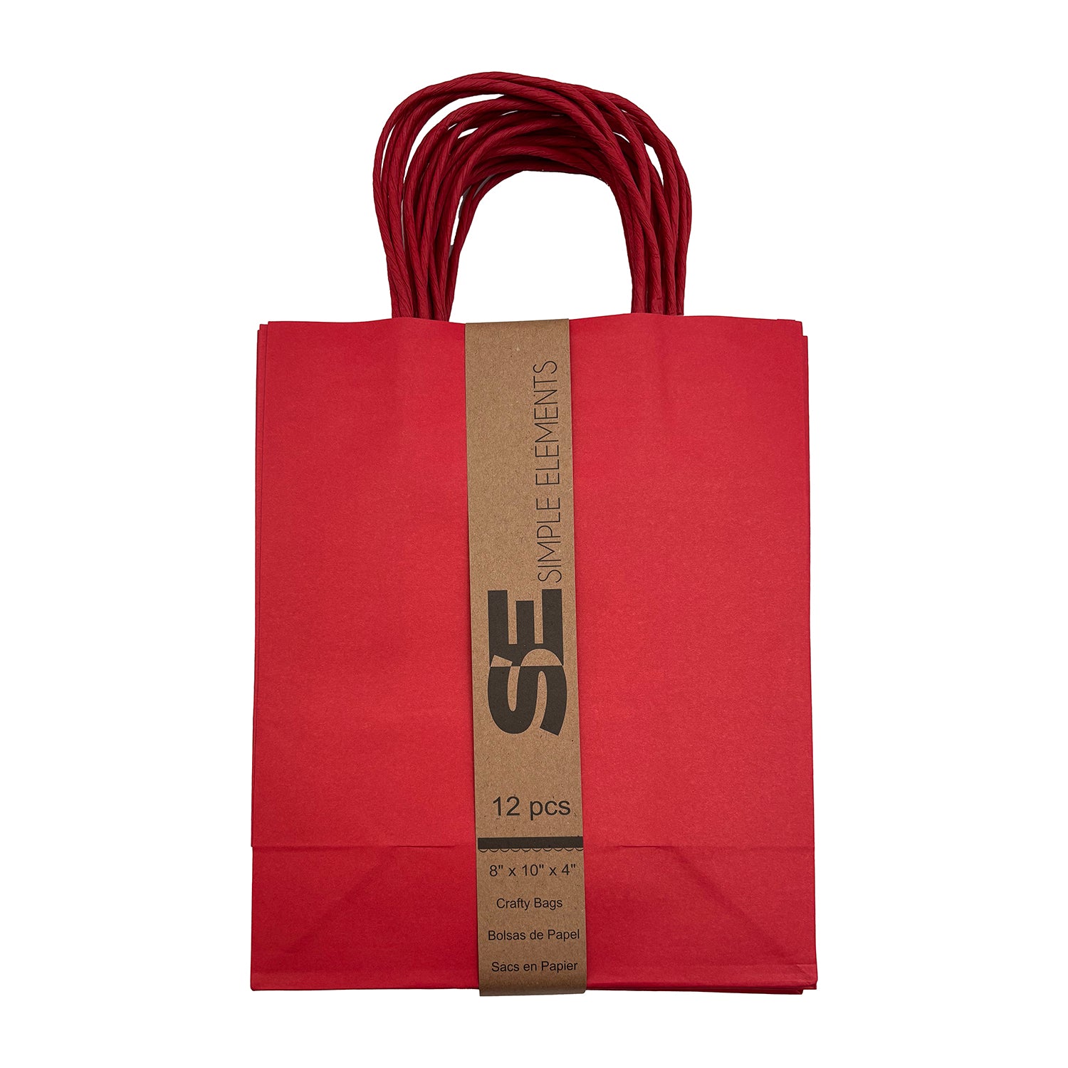 Premium Kraft Paper Bags (8x10 Inches) - Set of 12 Red Eco-Friendly Gift Bags for Party Favors, Wedding Decorations & Retail Packaging