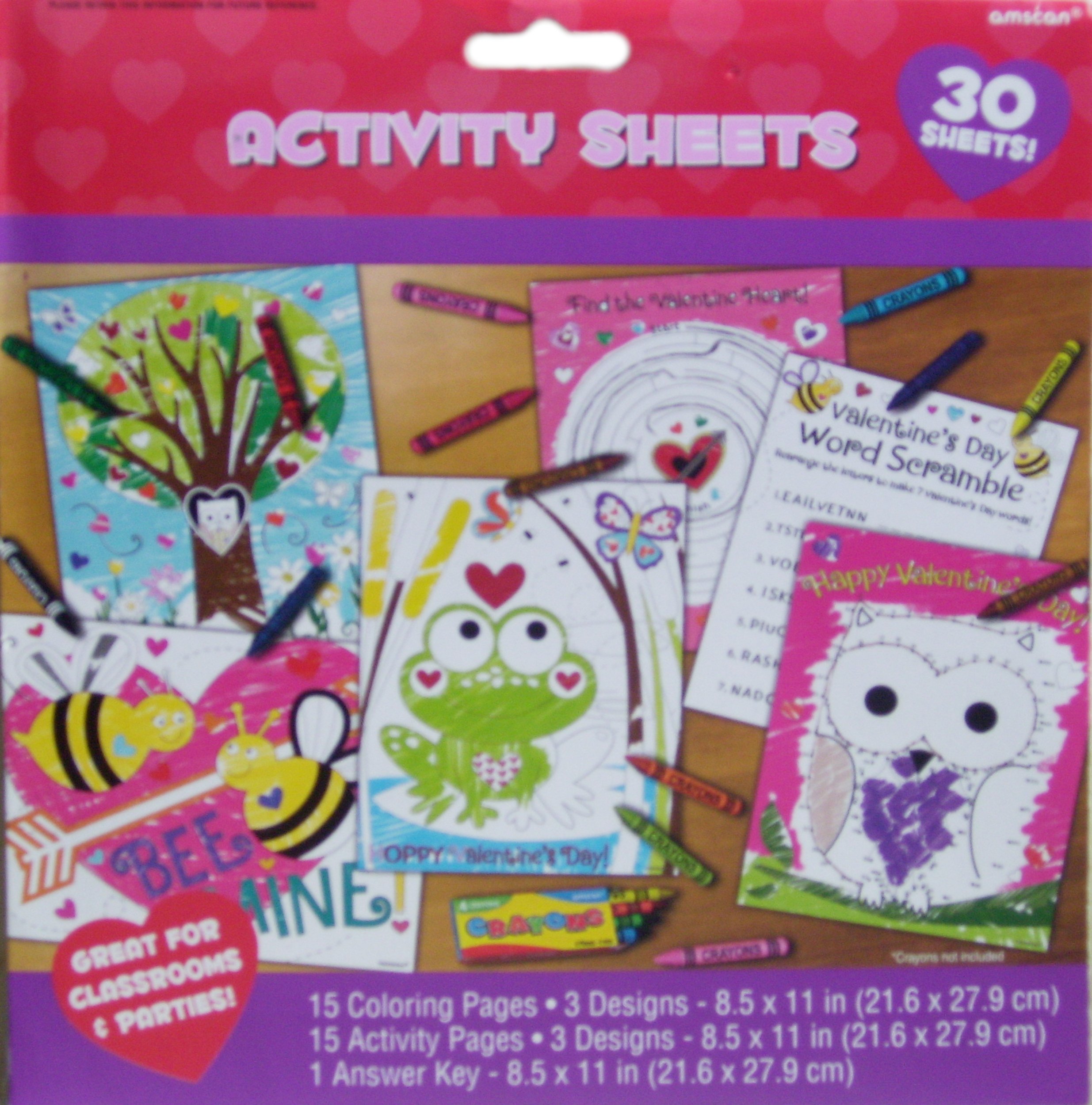 Valentine's Day Coloring and Activity Sheets - 30 Pages for Kids, Printable PDF, Classroom & Homeschool Fun, Party Favors, Love-Themed Arts & Crafts