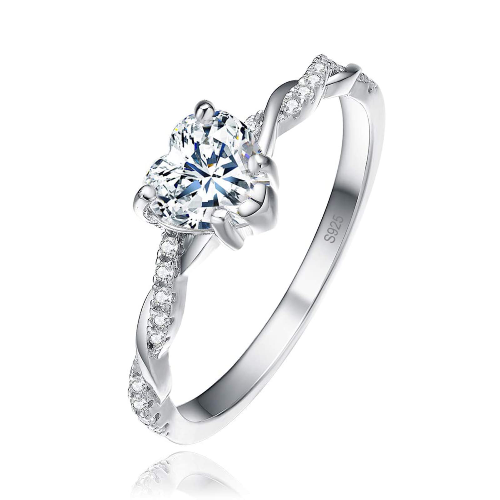 1.25ct Heart-Shaped Cubic Zirconia Ring for Women - 925 Sterling Silver Promise & Engagement Ring, Size 5-10 | Perfect for Valentine's Day, Anniversary Gifts & Romantic Proposals