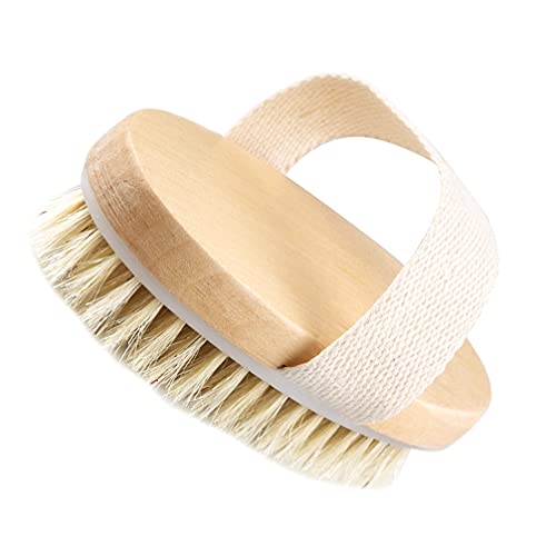 EXCLUZO Dry and Wet Body Brush with Natural Wooden Bristles - Exfoliating Shower Brush for Spa Quality Skin Cleansing & Massage | Perfect for Daily Shower Routine, Lymphatic Drainage and At-Home Spa Treatments