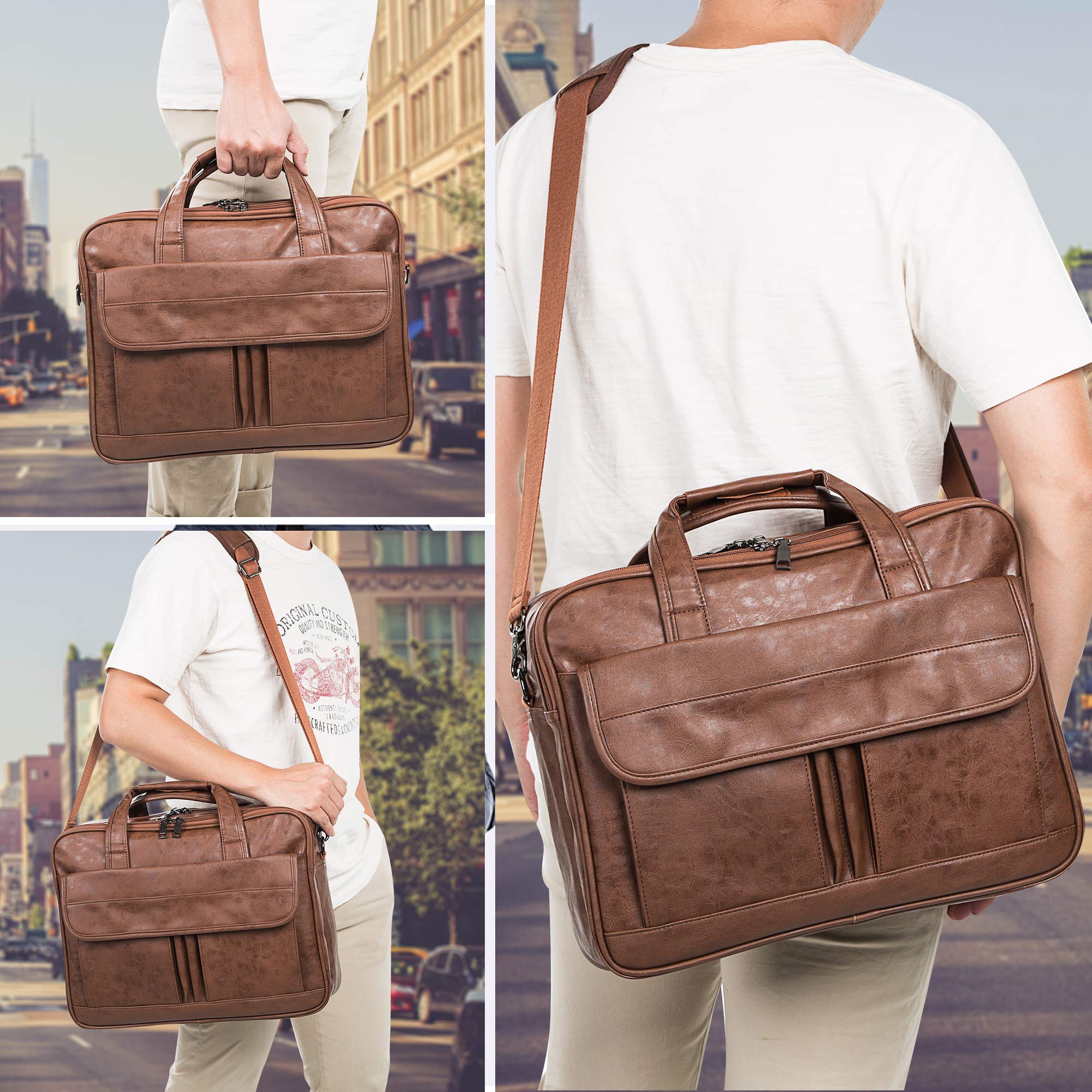 Premium Leather Men's Business Briefcase - Handmade Messenger Bag for Laptop & Travel | Professional Office Work, Business Trips & Daily Commute