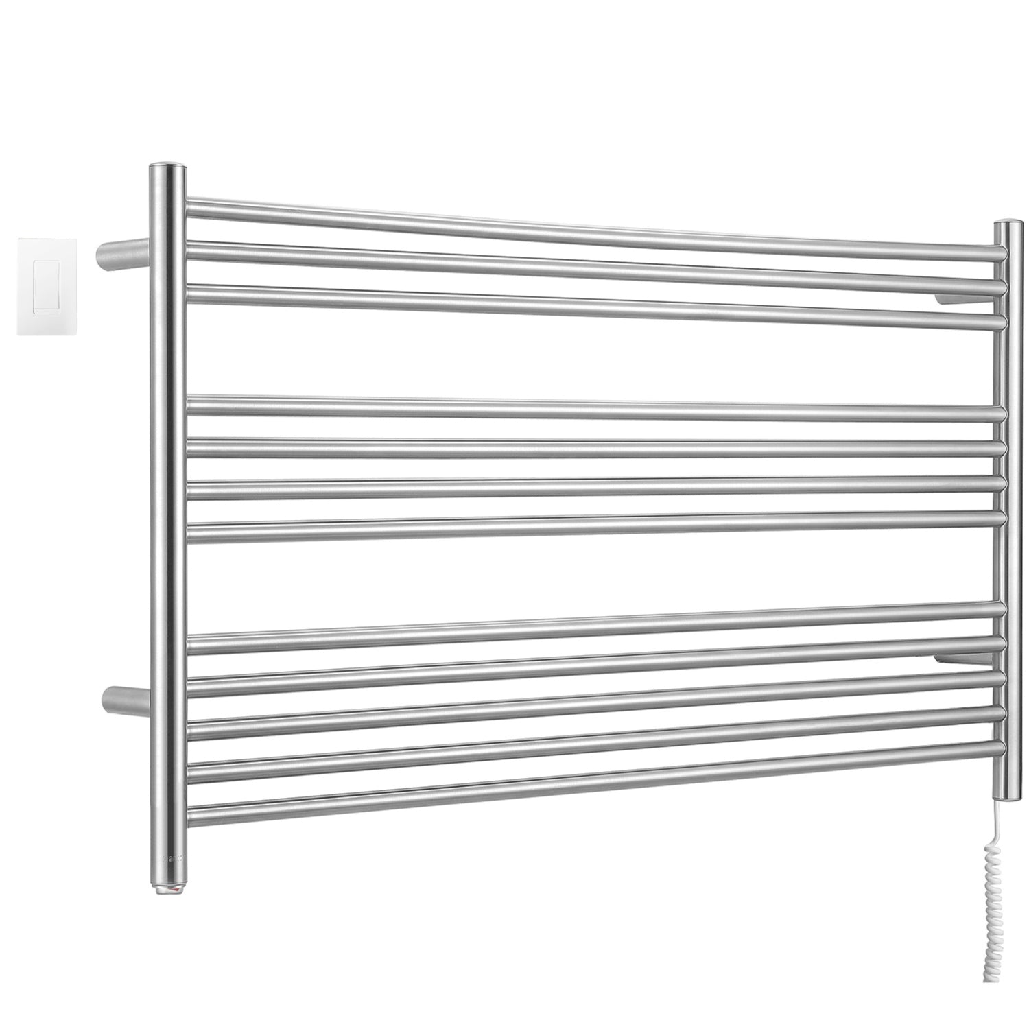 Ancona Amplia Dual 12 Bar Hardwired & Plug-in Electric Towel Warmer - Brushed Stainless Steel with WiFi Timer - Perfect for Bathroom, Spa & Luxury Home Use