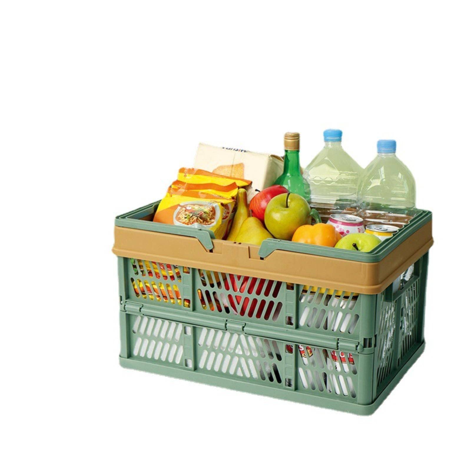 Foldable Picnic Basket - Large Insulated Grocery Shopping Basket for Supermarket, Vegetables, Camping & Spring Outings | Japanese Style Dish Storage Organizer for Clothing, Toys & Household Items | Perfect for Outdoor Picnics, Beach Trips & Grocery Shopping