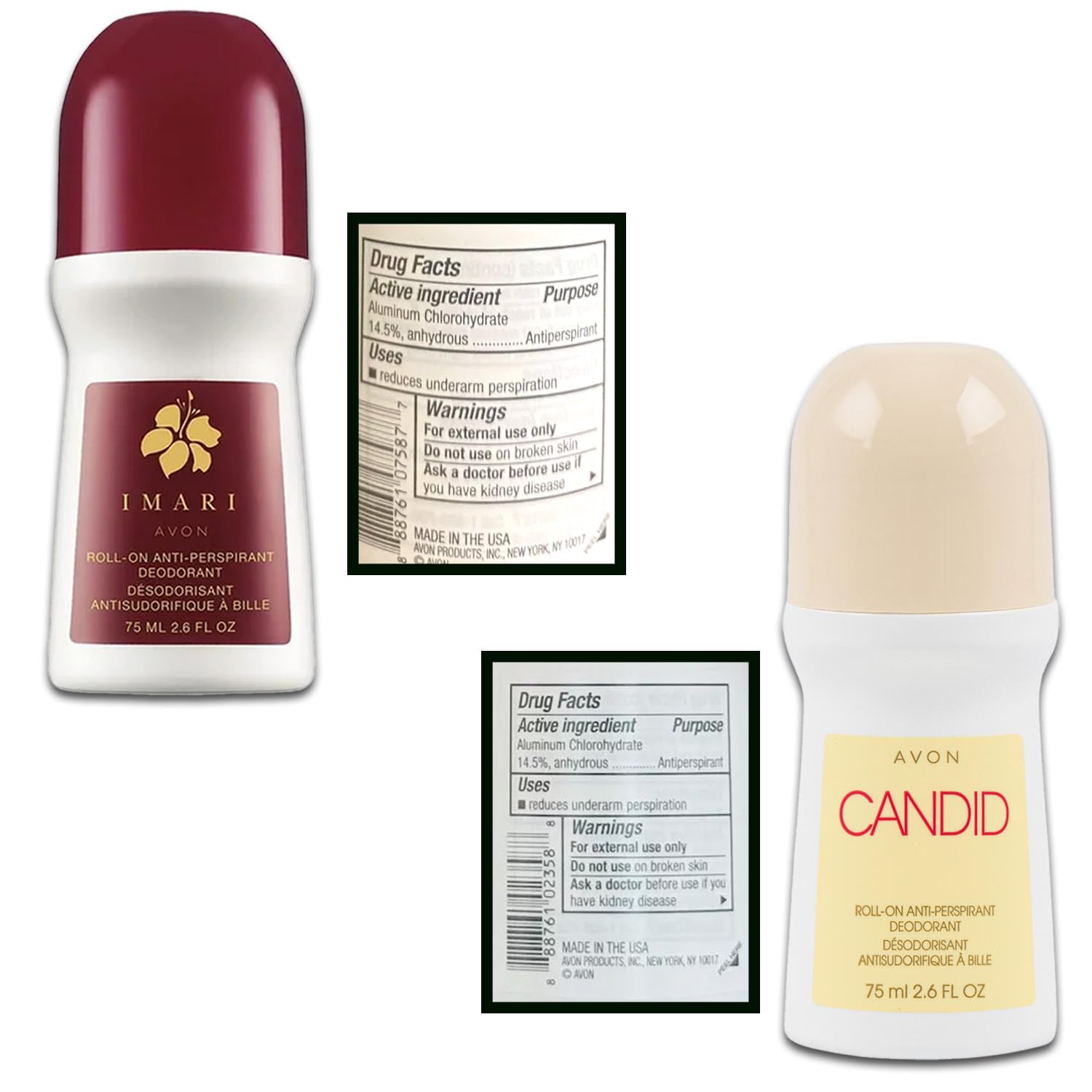Avon Roll On Deodorant for Women - Travel Size Antiperspirant Bundle with 4 Scented Deodorants (2.6 Oz Each) & Travel Case | Candid, Imari, Soft & Sensual, Sweet Honey Fragrances | Perfect for Gym, Travel & Everyday Freshness