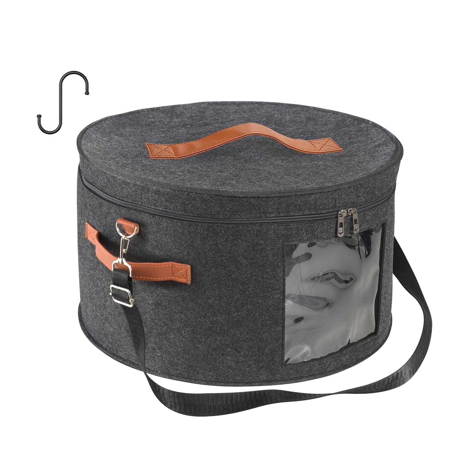 Black Hat Box for Men & Women | Universal Travel Hat Organizer | Large Round Foldable Dustproof Storage with Lid | Cowboy Hat & Stuffed Animal Organizer | Perfect for Closet, Travel & Toy Storage