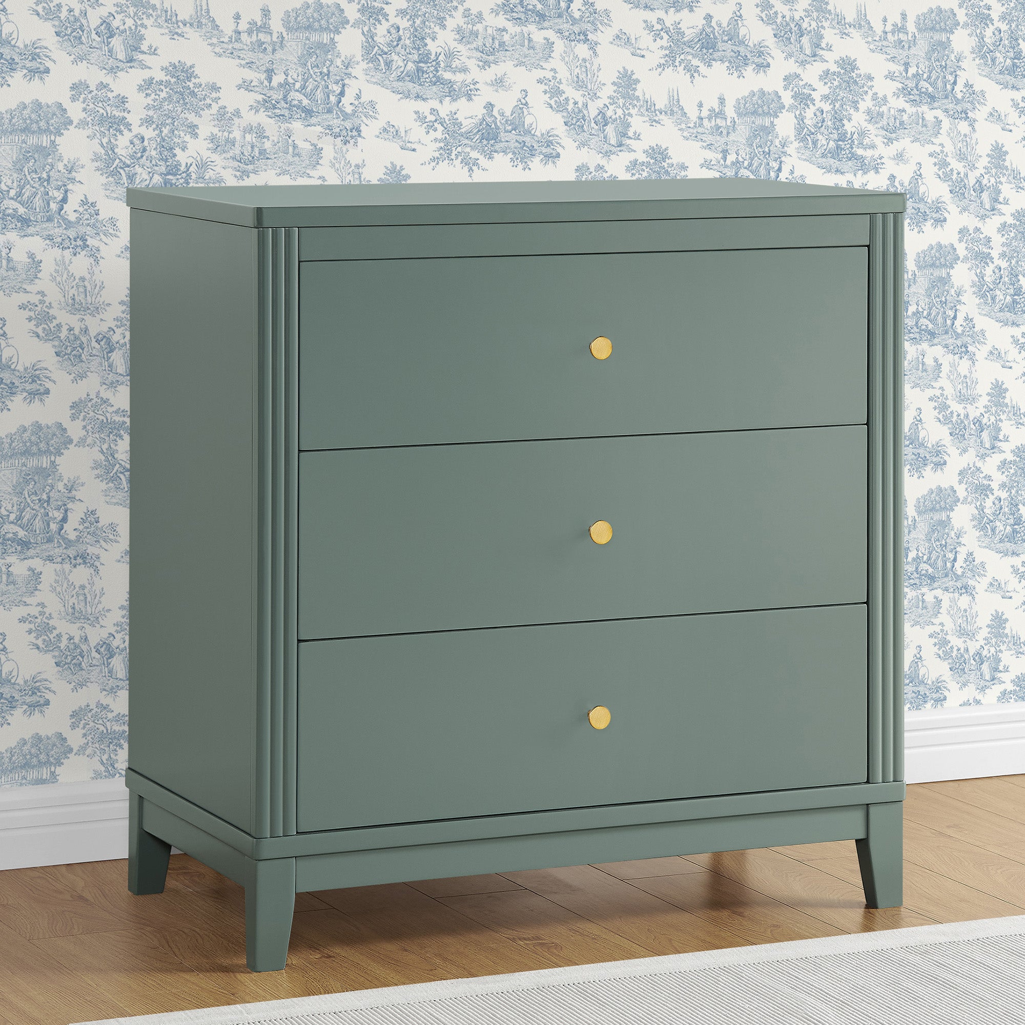 Eloise 3 Drawer Dresser with Changing Top & Interlocking Drawers - Nursery Storage Solution for Baby Clothes, Diapers & Essentials | Modern Baby Changing Table & Dresser Combo for Nursery Organization