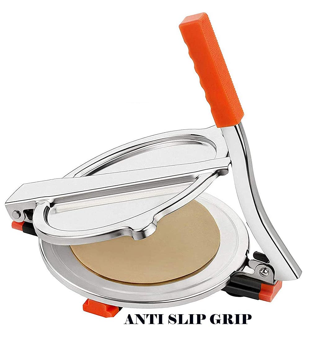 6.5 Inch Stainless Steel Puri Maker - Poori Press, Tortilla Maker, Roti Chapati Paratha Dough Press - Perfect for Indian, Mexican & Asian Cuisine - Easy to Use for Homemade Flatbreads, Snacks & Meals