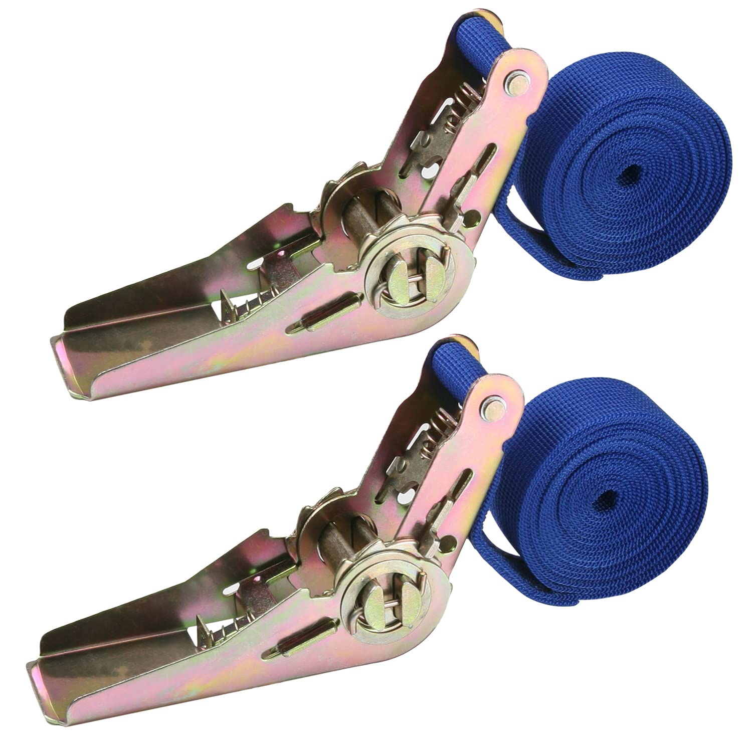 2-Pack 2M x 25mm Ratchet Tie Down Straps - Heavy Duty Polypropylene Lashing Straps for Moving, Cargo, Camping & Outdoor Gear - Secure Luggage, Furniture & Equipment (Blue) - Perfect for Trucks, Trailers & Storage