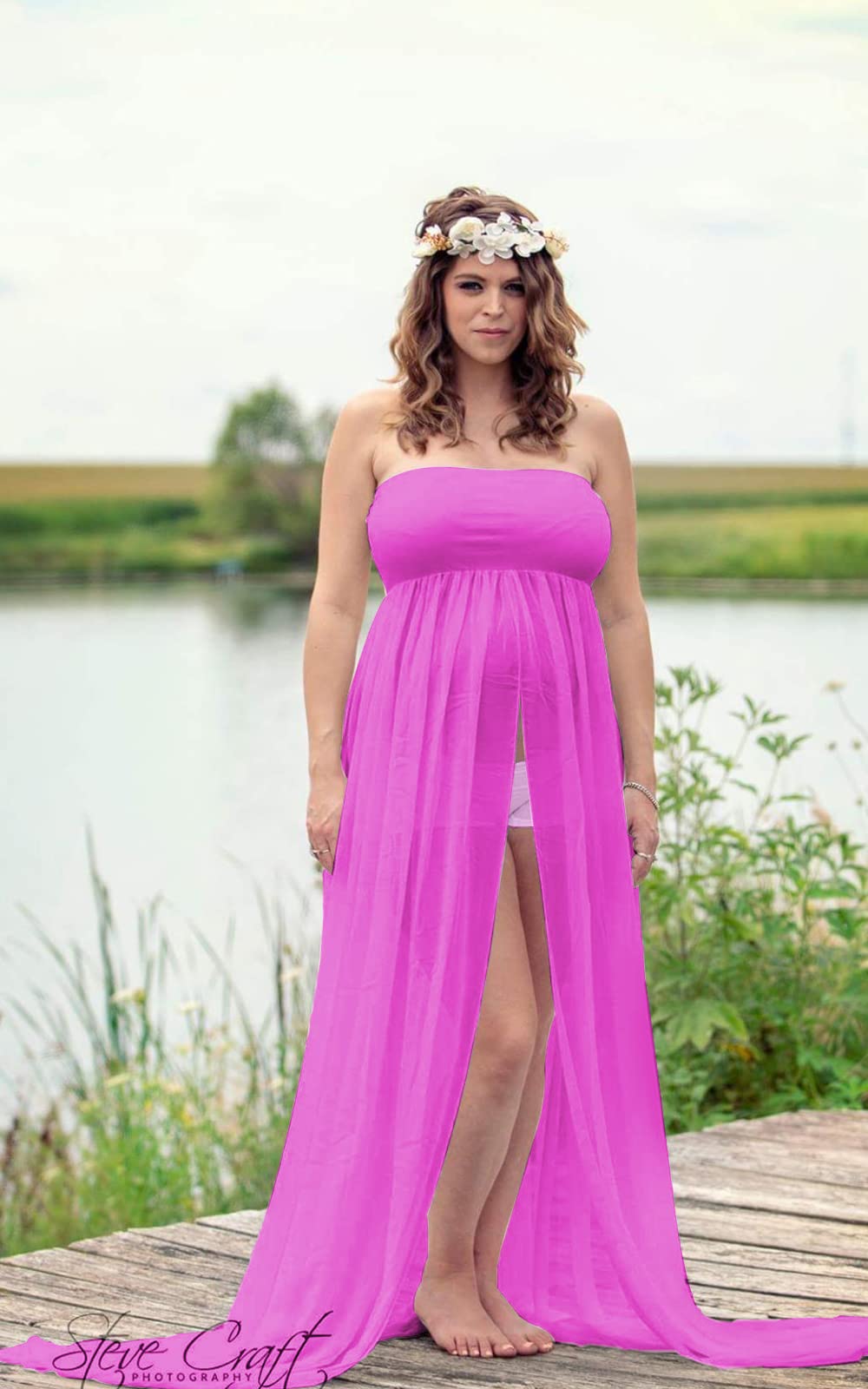 Stylish Mommy Jennie Maternity Dress - Sleeveless Open Front Photography Gown for Pregnancy Photoshoots, Baby Showers & Special Occasions