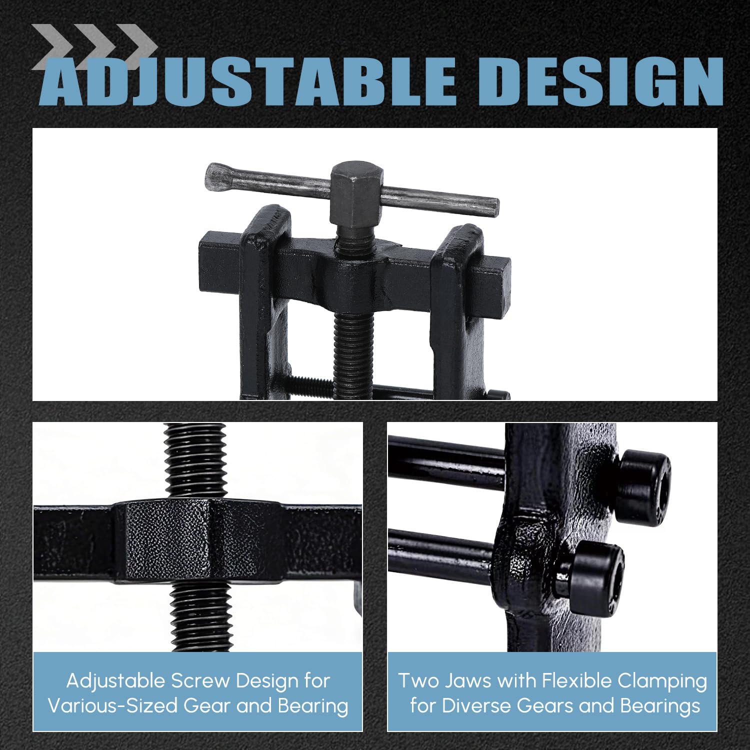 Hypertune Universal 8-Inch Two Jaw Pilot Bearing Gear Puller - Heavy Duty Carbon Steel Adjustable Bearing Remover Tool for Pumps, Pulleys & Gears - Perfect for Automotive Repair, Industrial Maintenance & DIY Projects