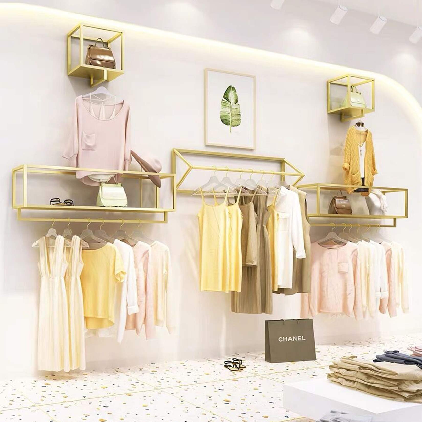 Gold Wall-Mounted Garment Rack - 39