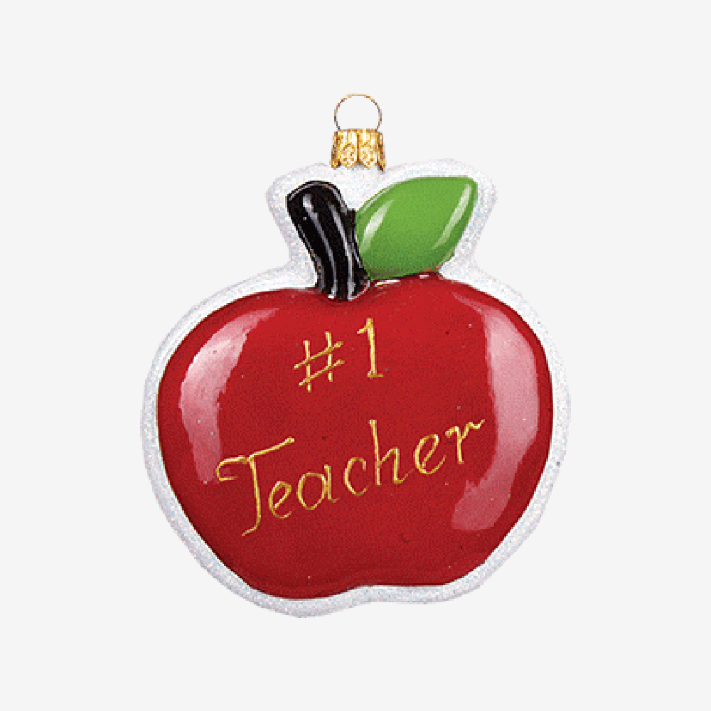 #1 Best Teacher Apple Ornament - Perfect Gift for Educators, Thank You Present for Teachers - Ideal for Classroom Decor, Christmas Tree, Teacher Appreciation Week