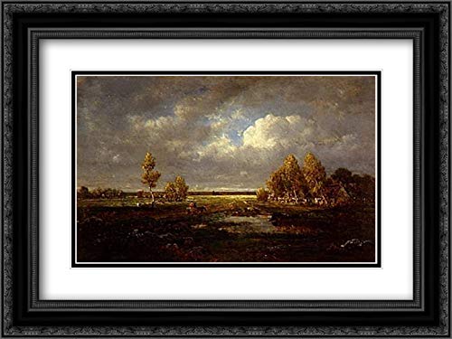 Theodore Rousseau Museum Art Print - 24x18 Black Ornate Framed Landscape Painting with Double Matting | Perfect for Living Room, Bedroom & Office Wall Decor