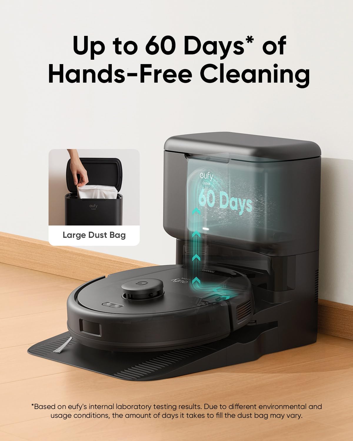 eufy L60 Robot Vacuum with Self-Empty Station - 6× Dust Bags Included - Smart Mapping, Strong Suction for Pet Hair & Hard Floors - Perfect for Home Cleaning & Pet Owners