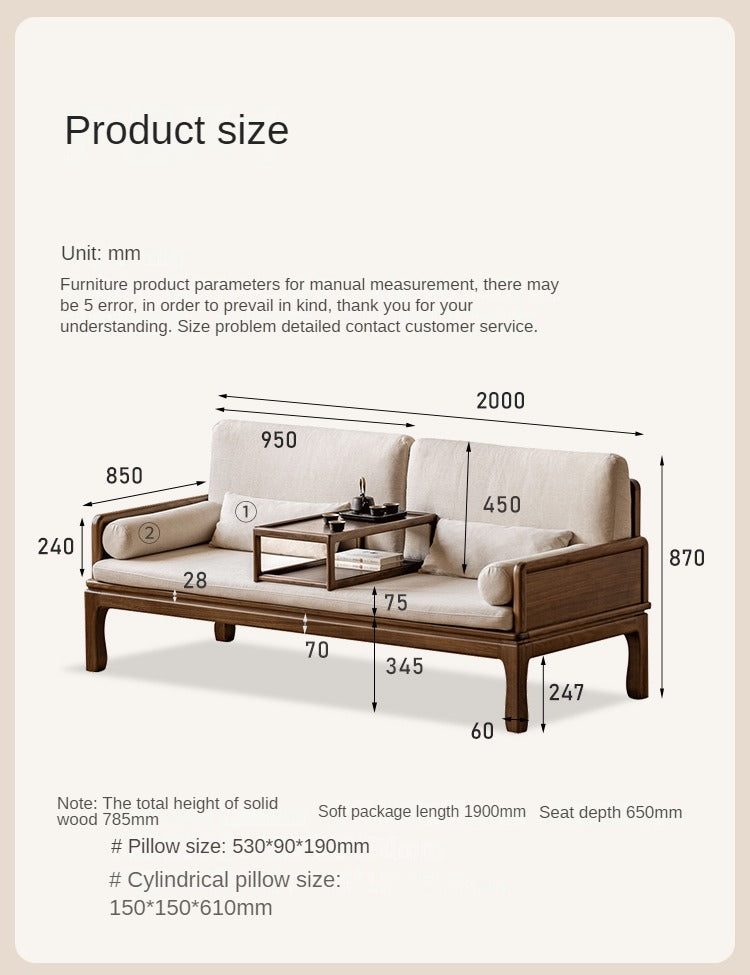 Premium Black Walnut & Oak Solid Wood Convertible Sofa Bed - Modern Dual Use Design for Living Room, Guest Room & Small Spaces